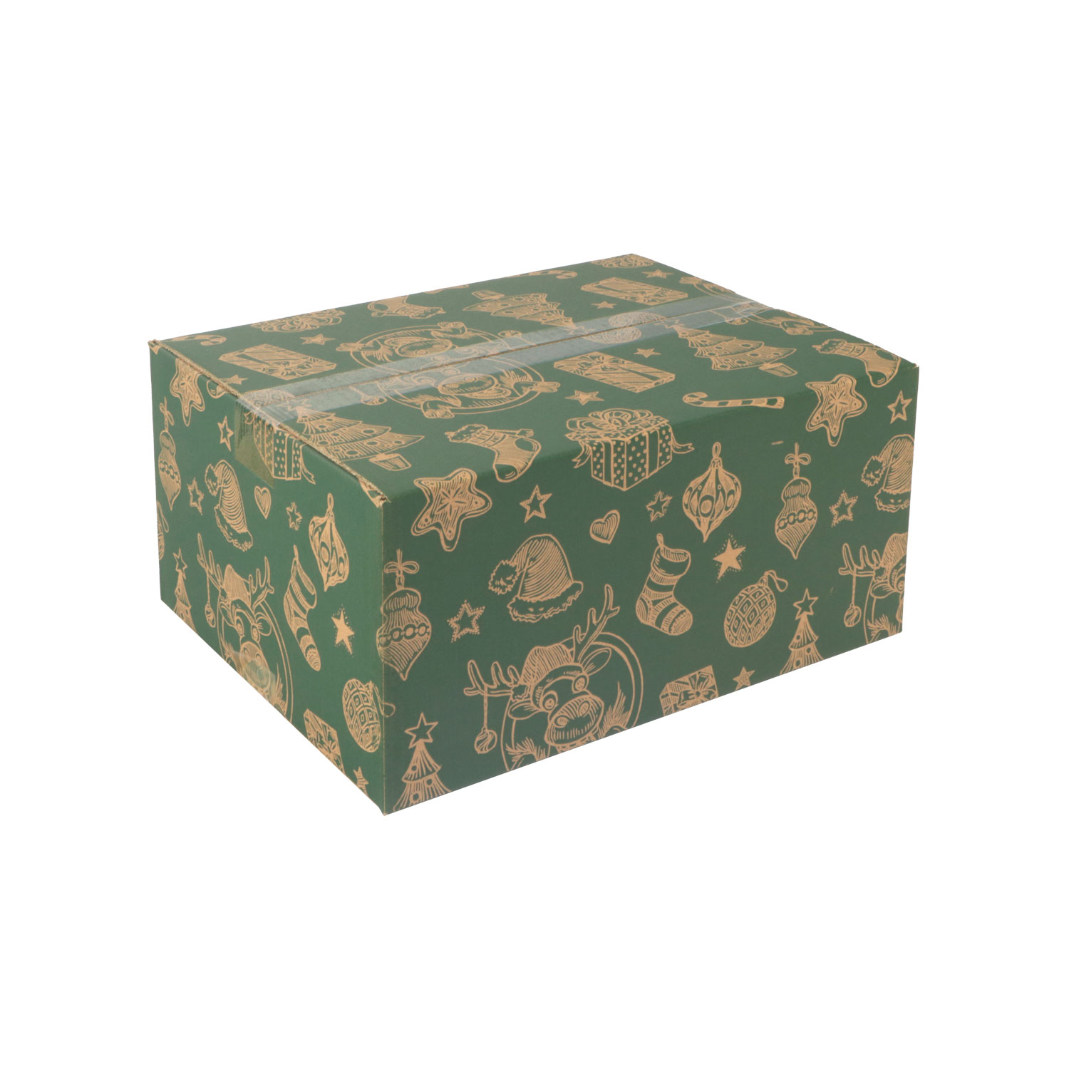 Afbeelding van Kerstdoos C177 rendier 39x29x17,7 cm groen