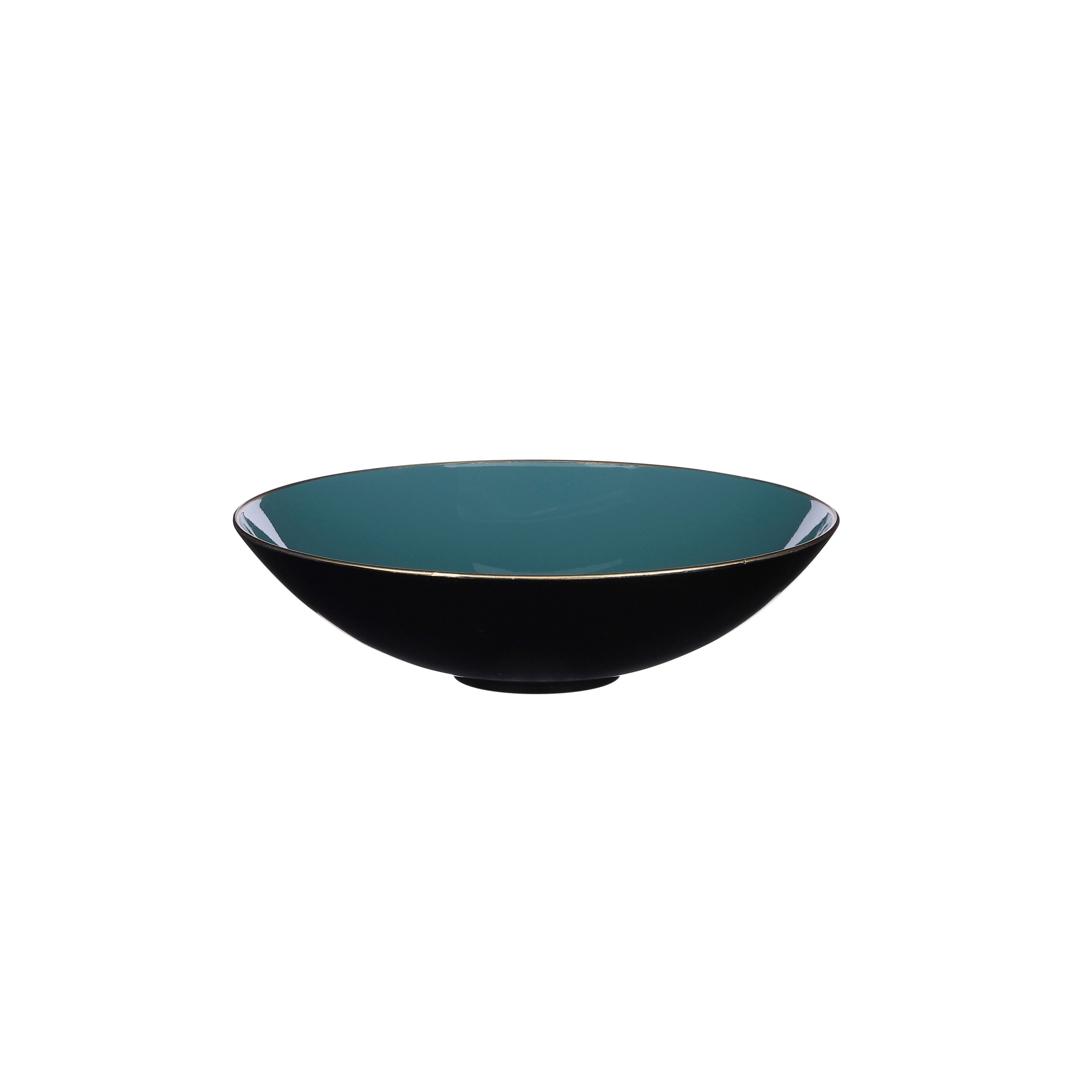 Picture of Kunststof schaal 28x7,5 cm turquoise/zwart/goud