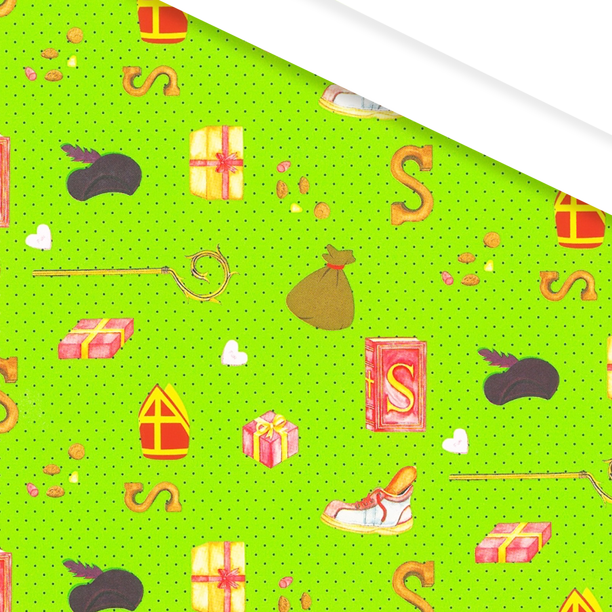 Picture of Rol Sintpapier 50 cm 200 mtr groen mijter/pakje/schoen (uc)