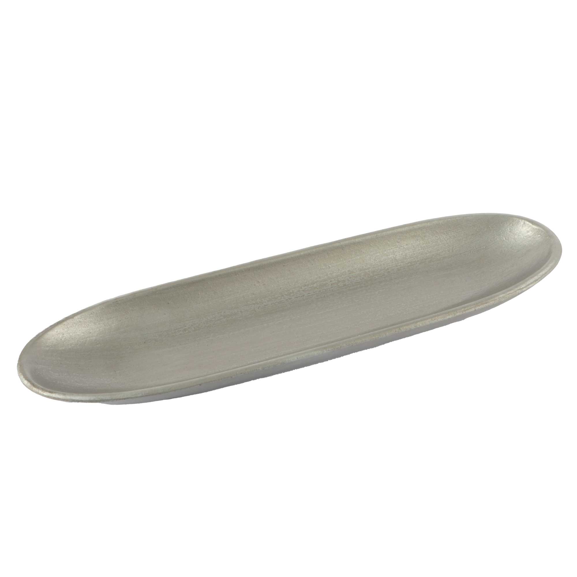 Picture of Houten schaal ovaal 39x11x3,5 cm zilverkleurig
