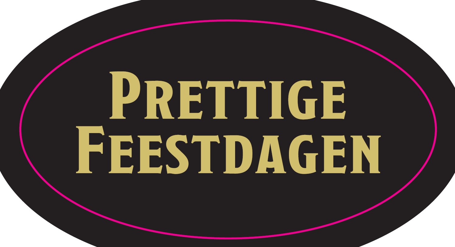 Picture of Ds à 500 kado etiket 4x2,1 cm zwart/goud Prettige Feestdagen