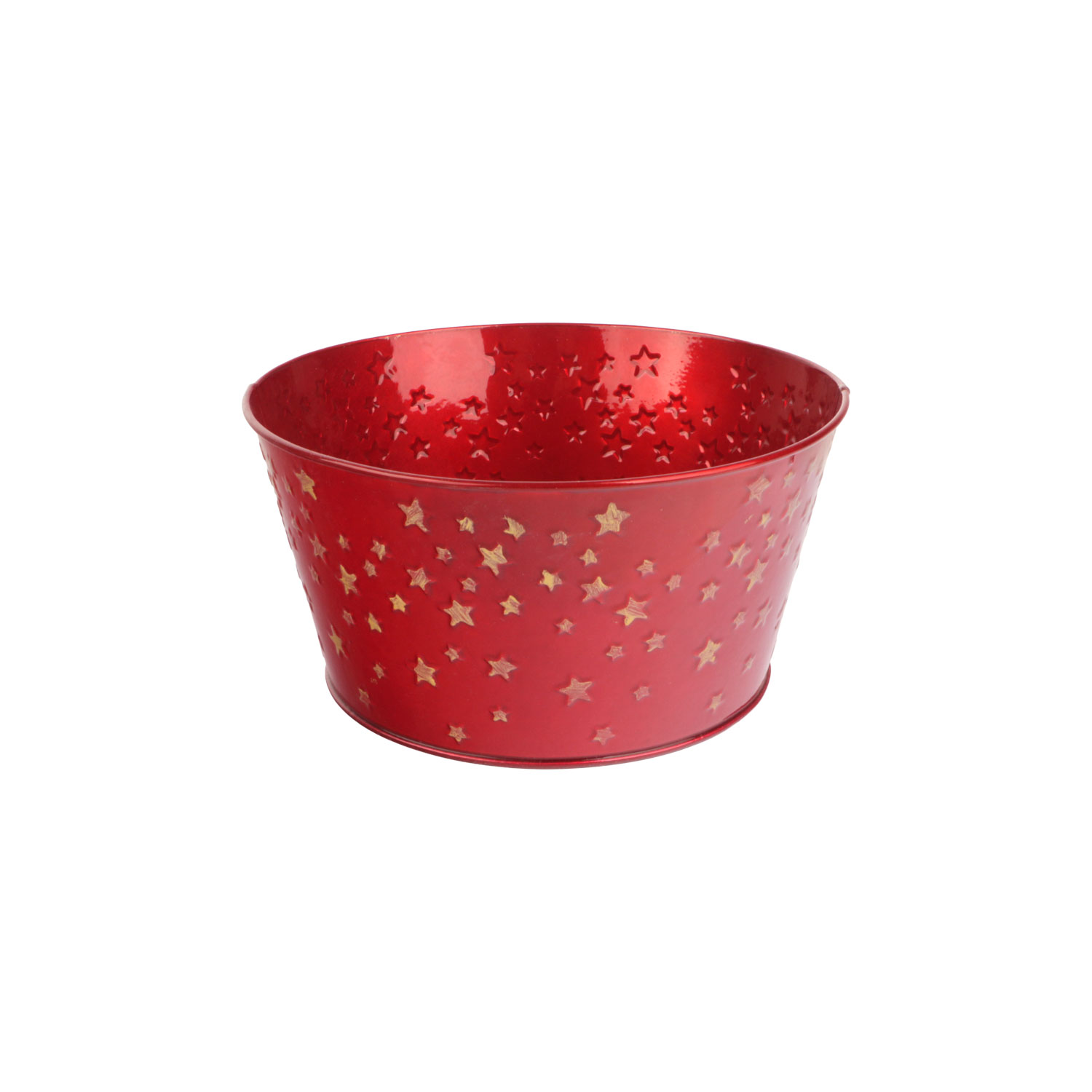 Picture of Zinc container 20x10 cm. Red with gold stars