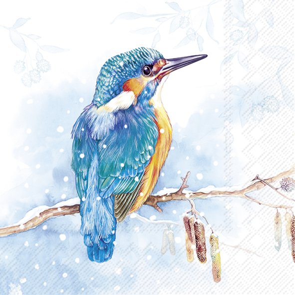 Picture of Pak à 20 servetten 33x33 cm 3 laags IJsvogel (uc)