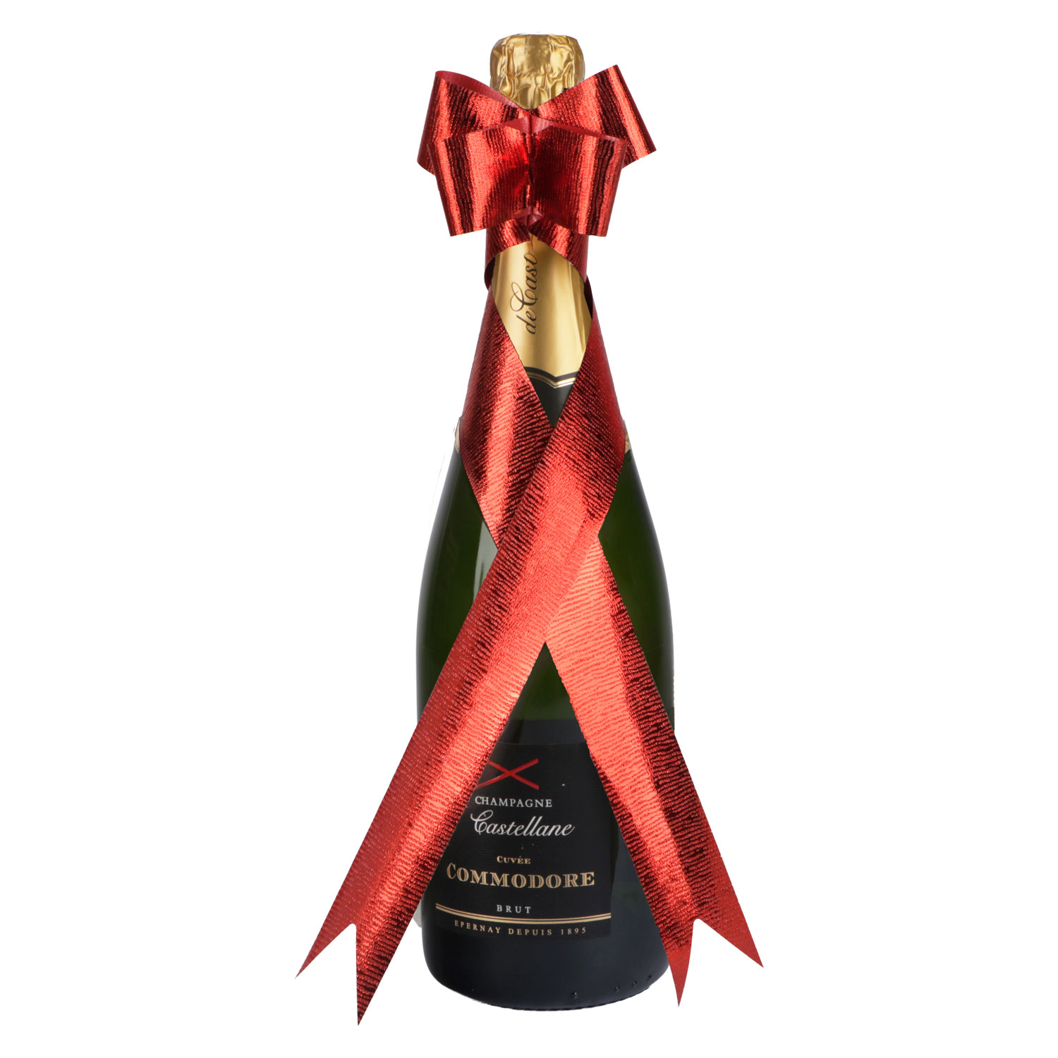 Picture of Ctn of 100 pullbows bottles Ø75 mm 30 mm incl. transparent label metallic red