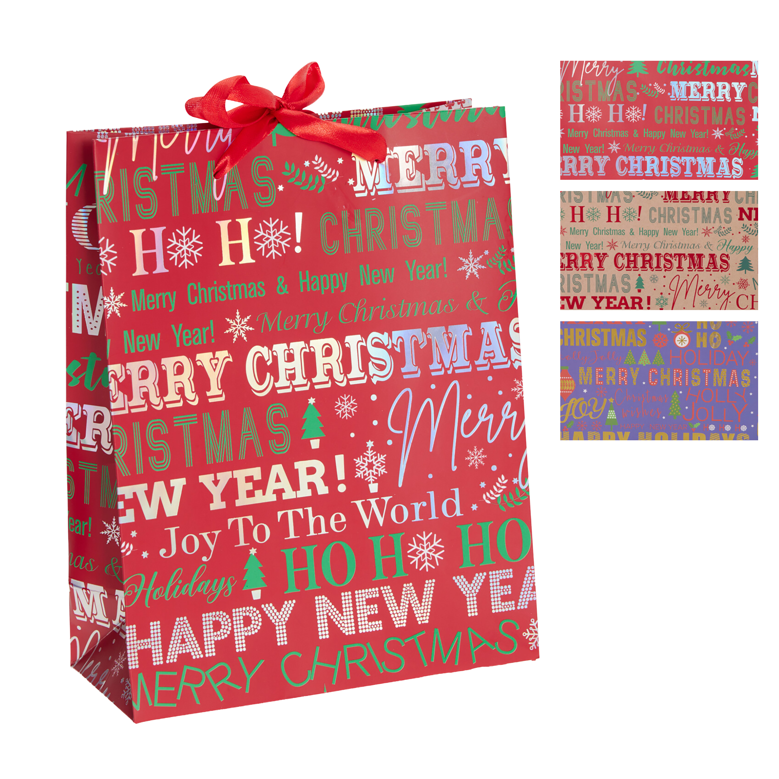 Picture of Pak à 12 draagtas 18+8x23 cm Merry Christmas assorti
