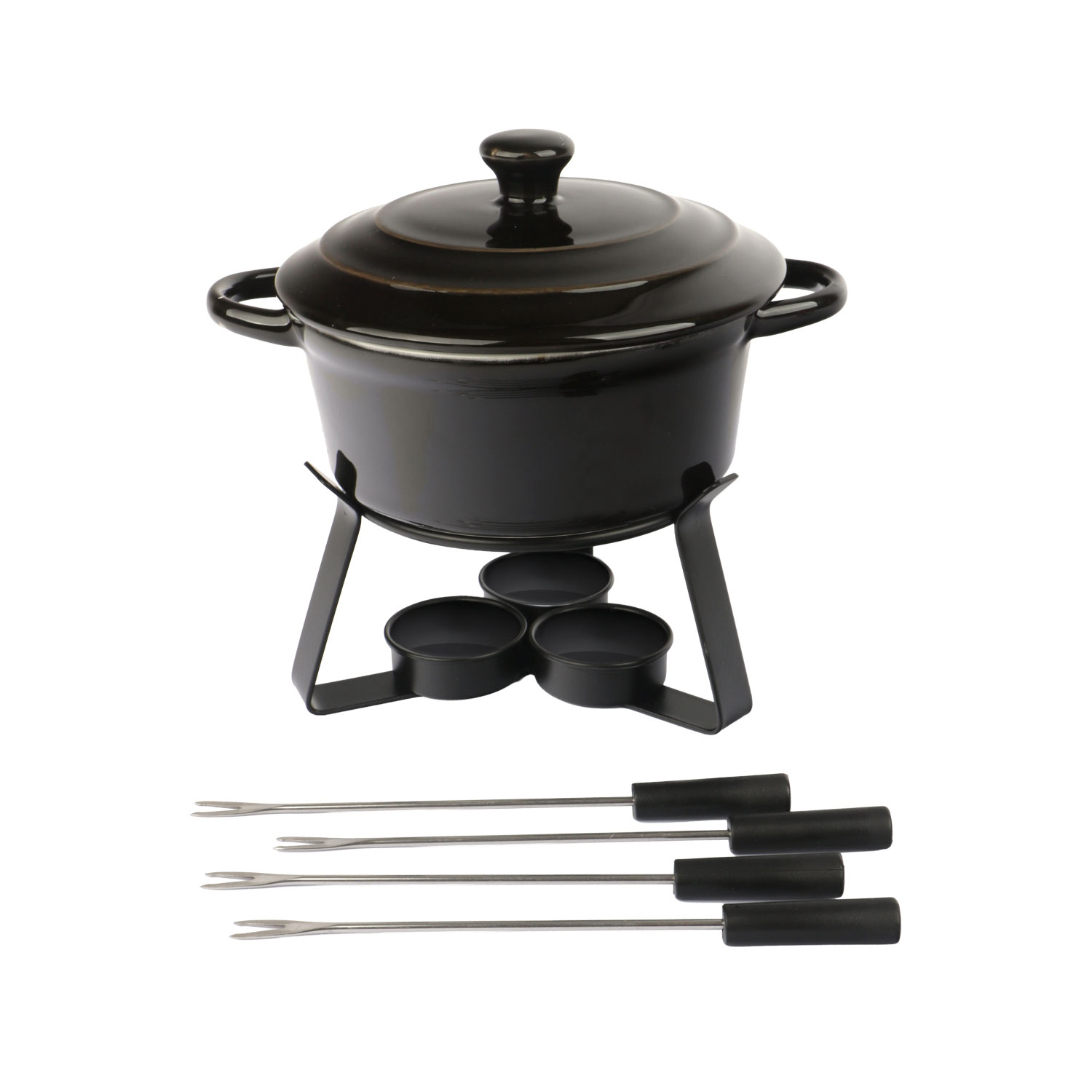 Picture of Fondueset + 4 forks black + lid