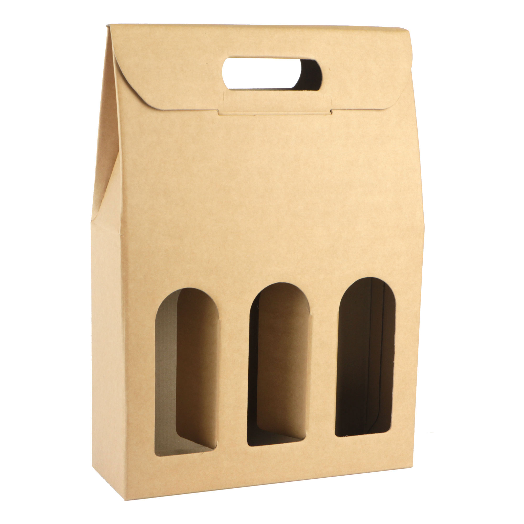 Picture of Draagkarton 3 fles 27x9x38,5 cm  effen kraft Havana  