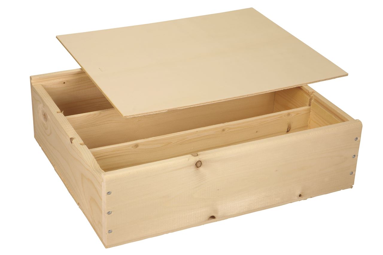 Picture of Kist met houten schuifdeksel, 3 fles