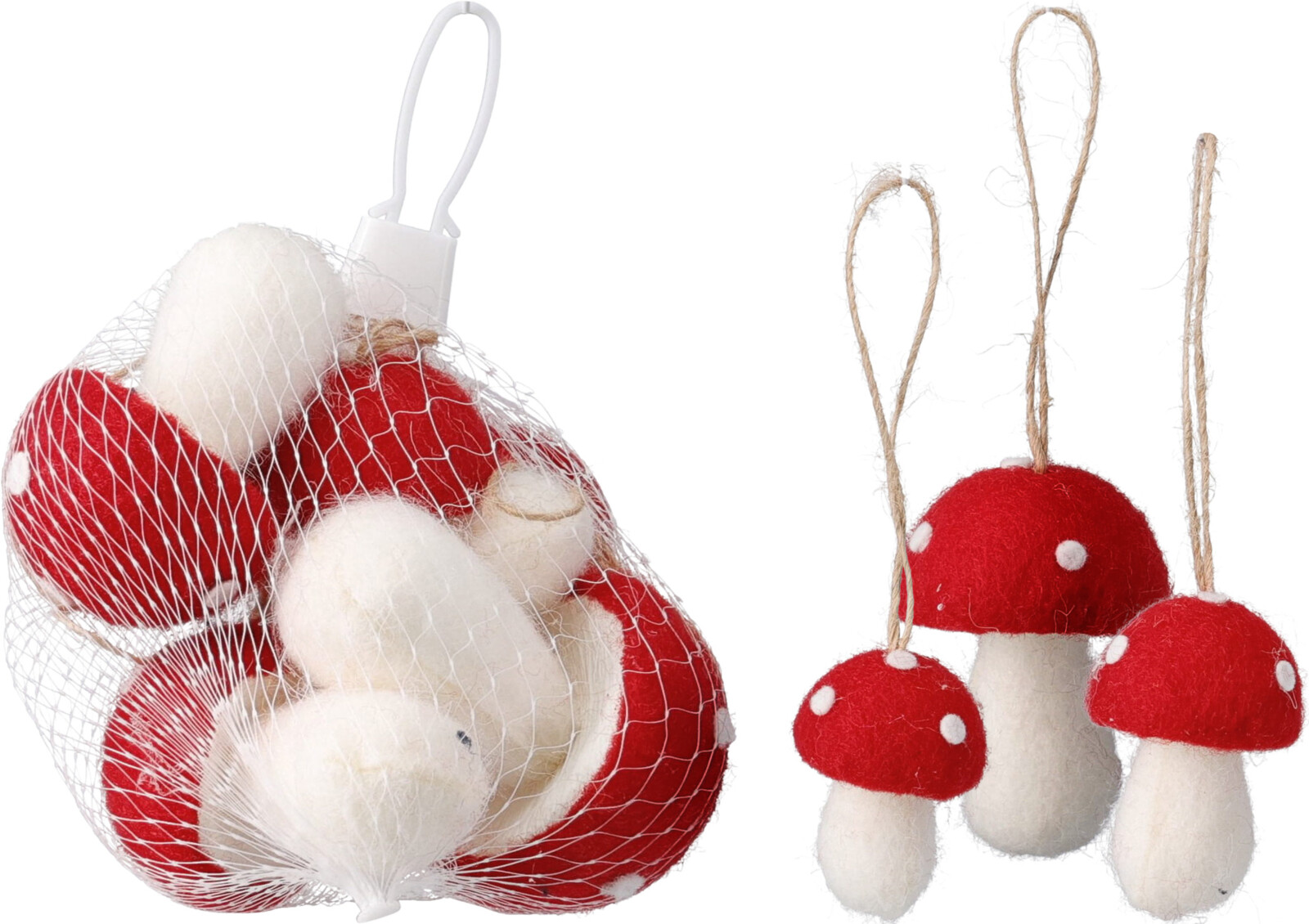 Picture of Set à 5 stuks hangdecoratie paddenstoel rood/wit 8 cm