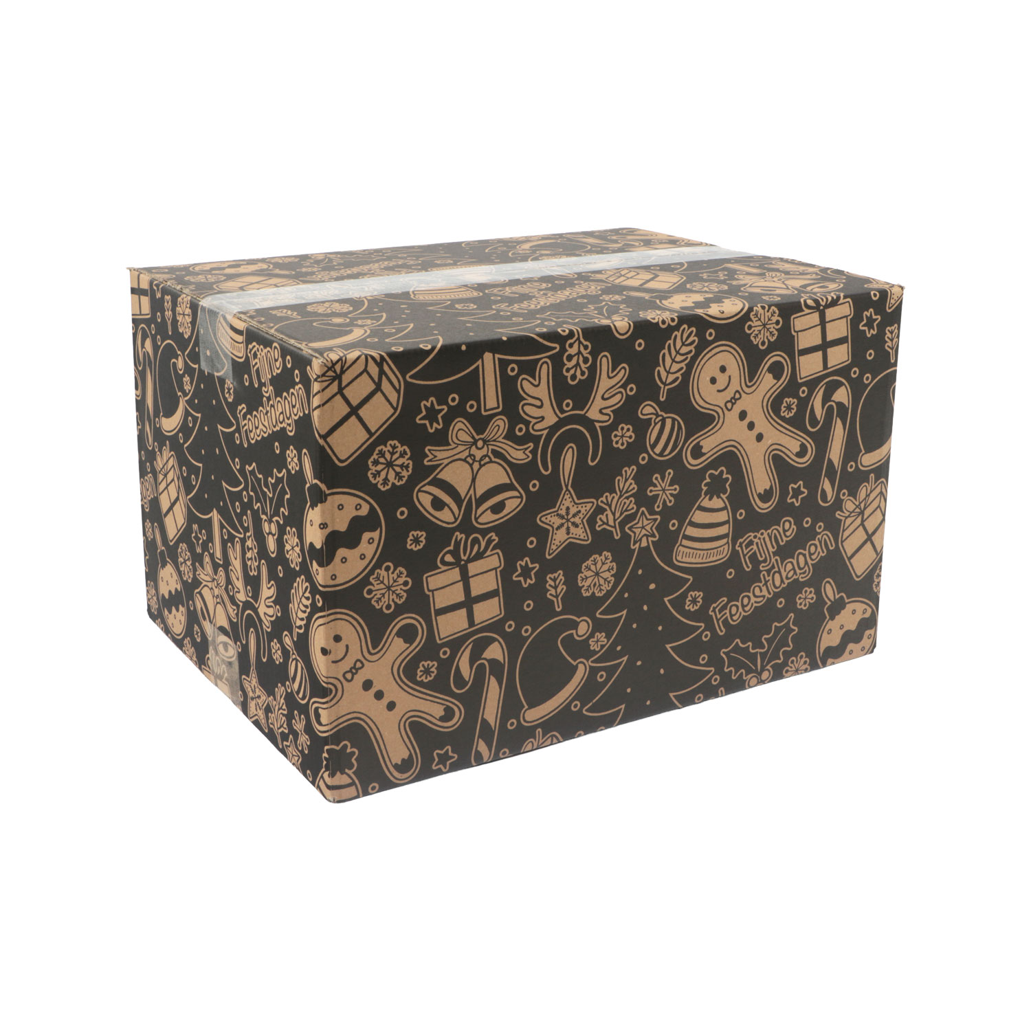 Afbeelding van Kerstdoos C232 Kerstornamenten 39x29x23,2 cm kraft zwart