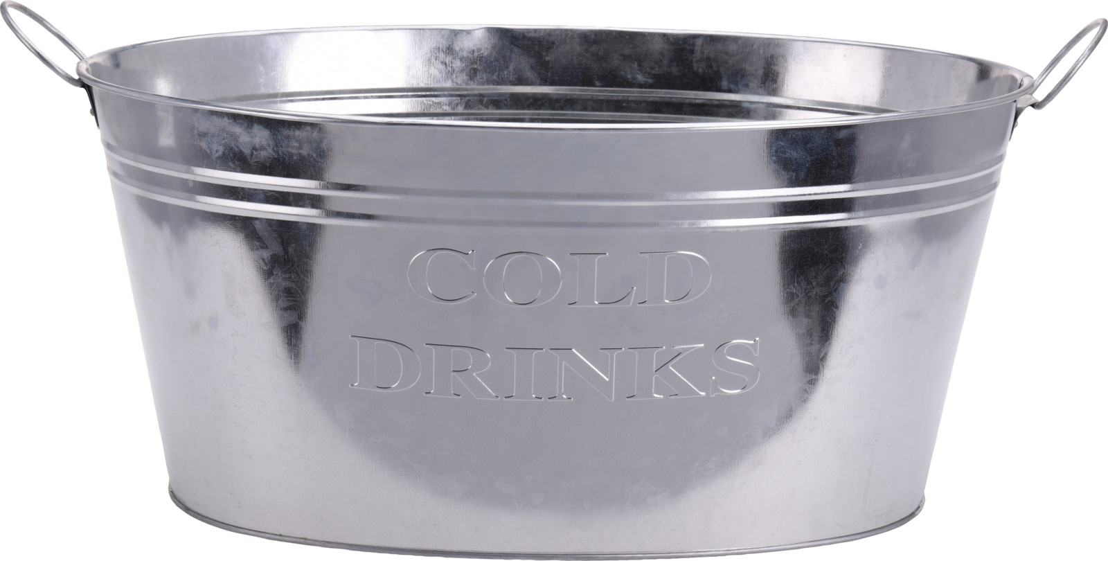Afbeelding van Zinken teil ovaal 50x35 cm met grepen Cold Drinks (ucl)