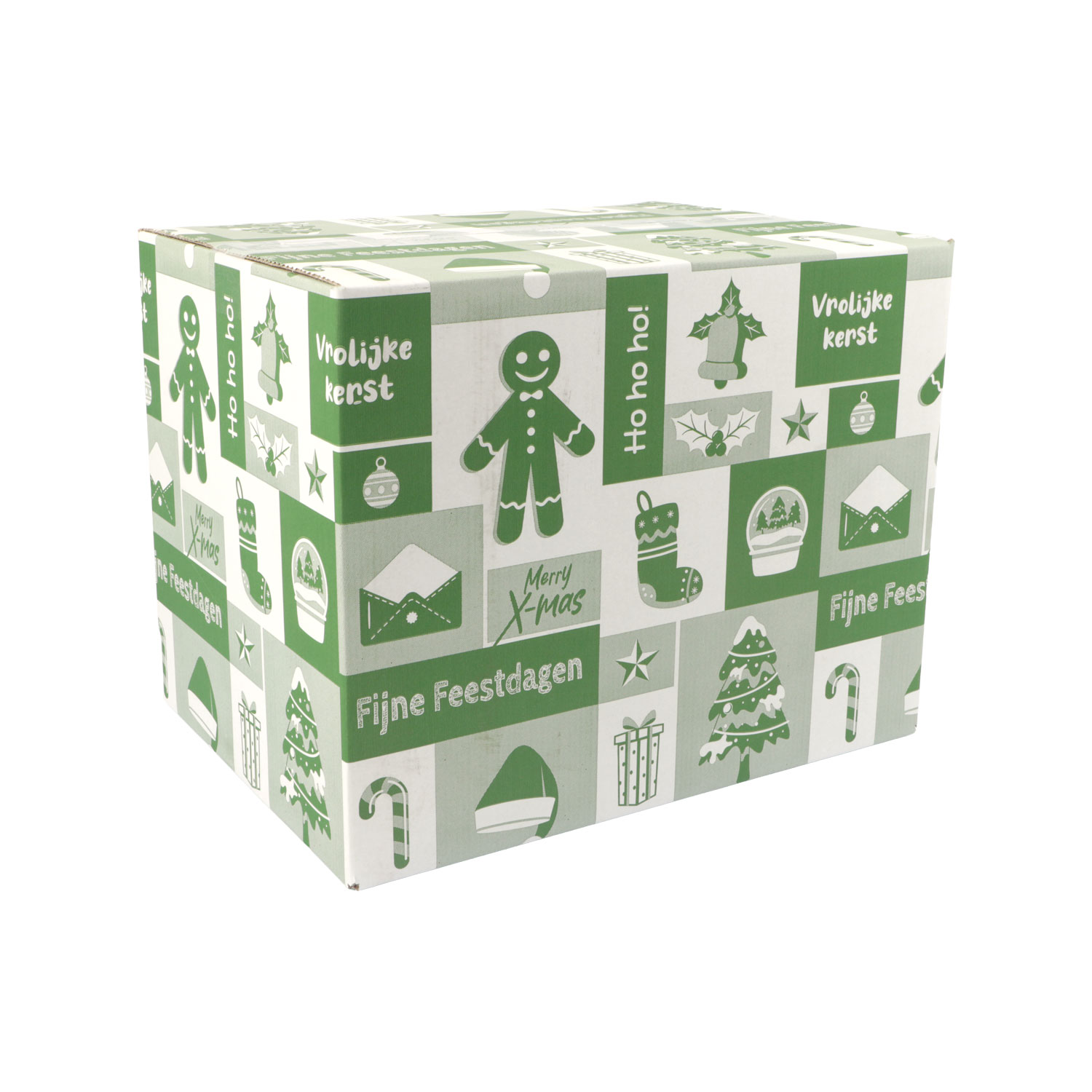 Afbeelding van Kerstdoos C300 Ho ho ho! 39x29x30 cm groen