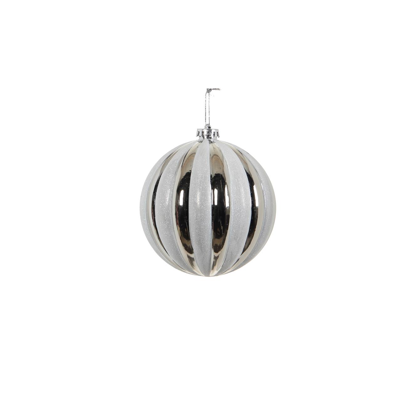 Picture of Kerstbal kunststof zilver/wit  r15 cm