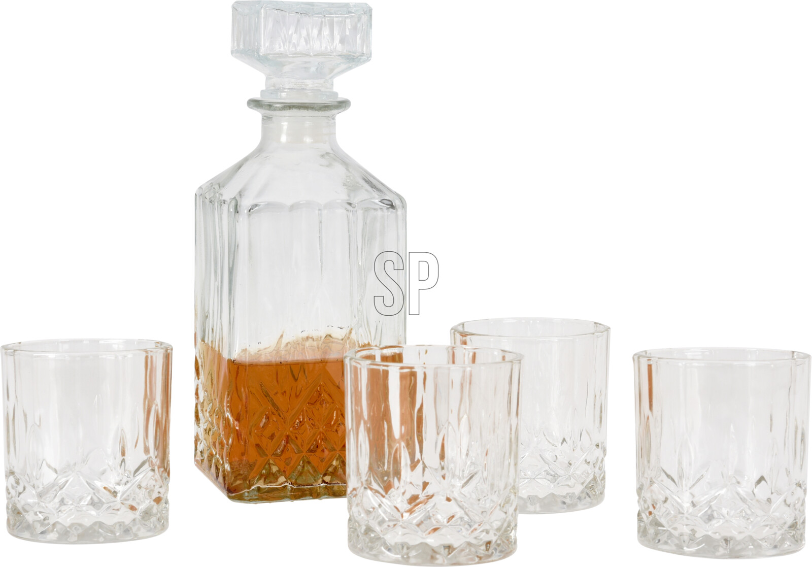Afbeelding van Set à 4 whiskey glazen met karaf 900 ml 