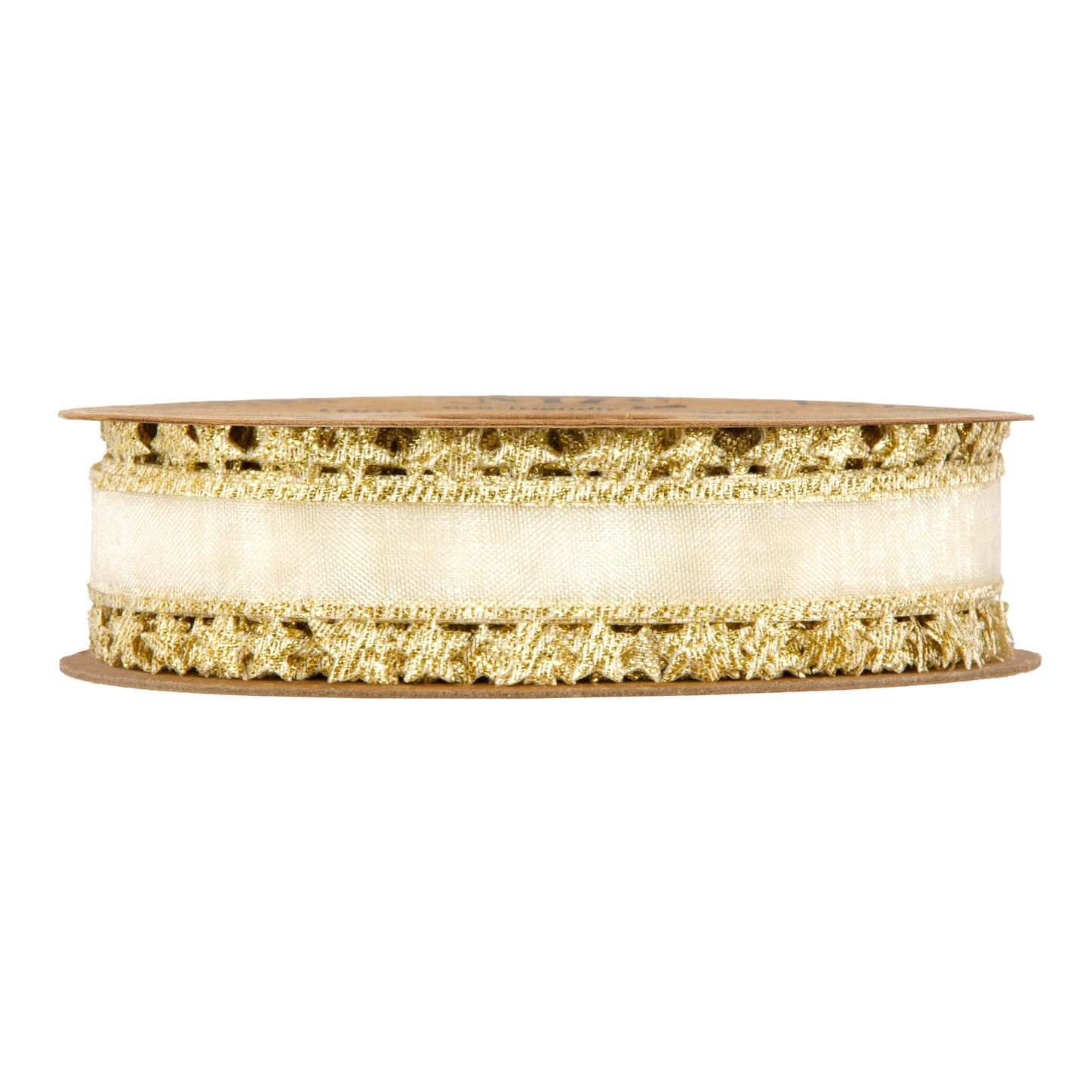 Afbeelding van Rol lint 25 mm 10 mtr sterren goud