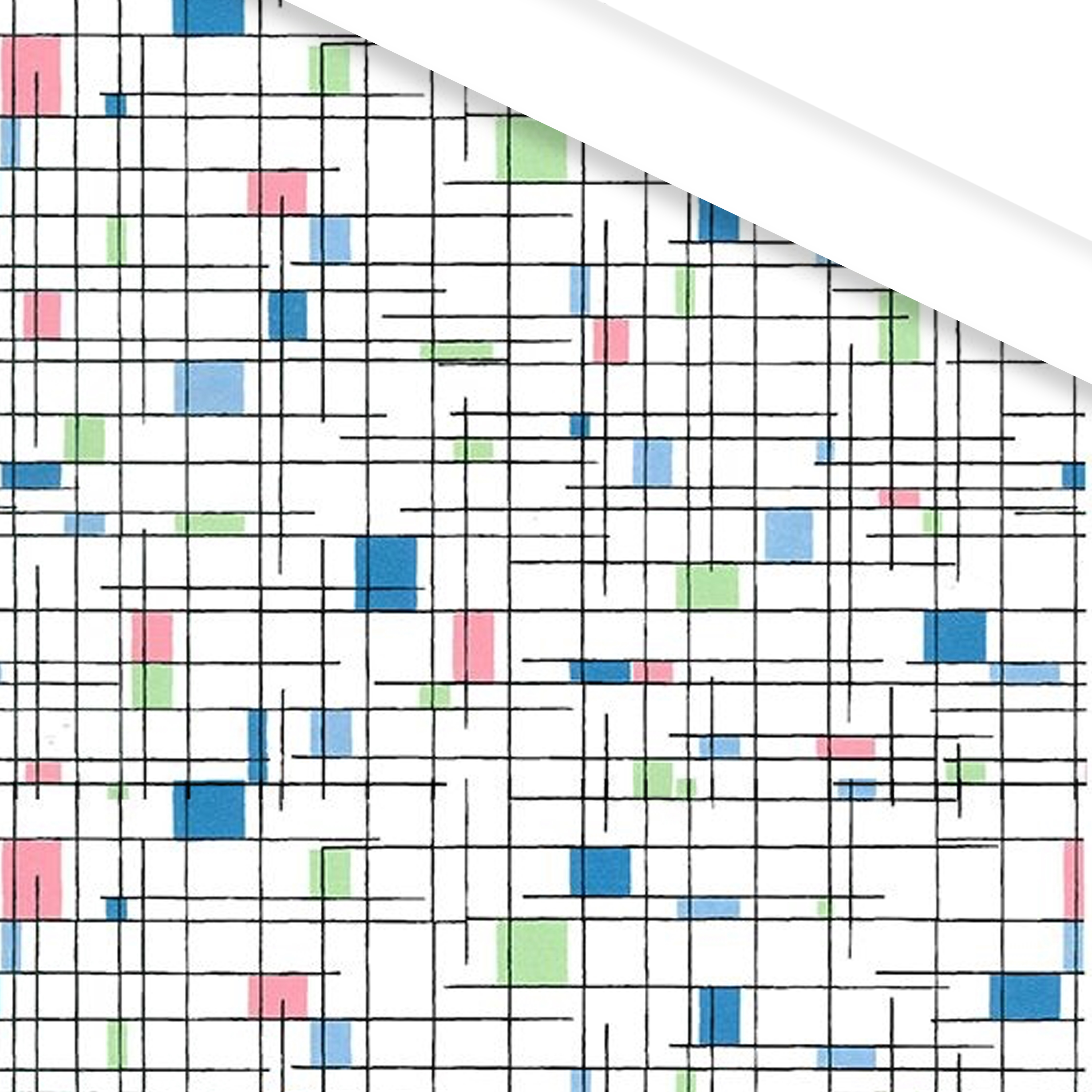 Afbeelding van Rol kadopapier 30 cm 100 mtr Mondriaan pastel (ucl)