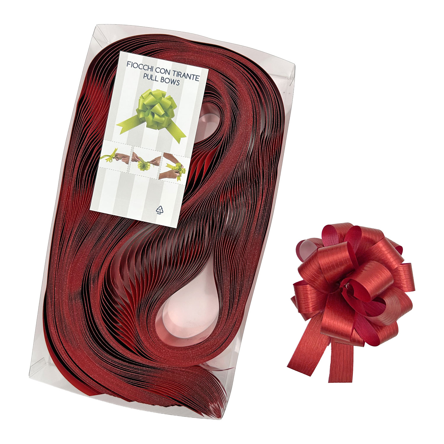 Afbeelding van Pak à 30 trekstrik Ø95 mm 20 mm paperlook bordeauxrood