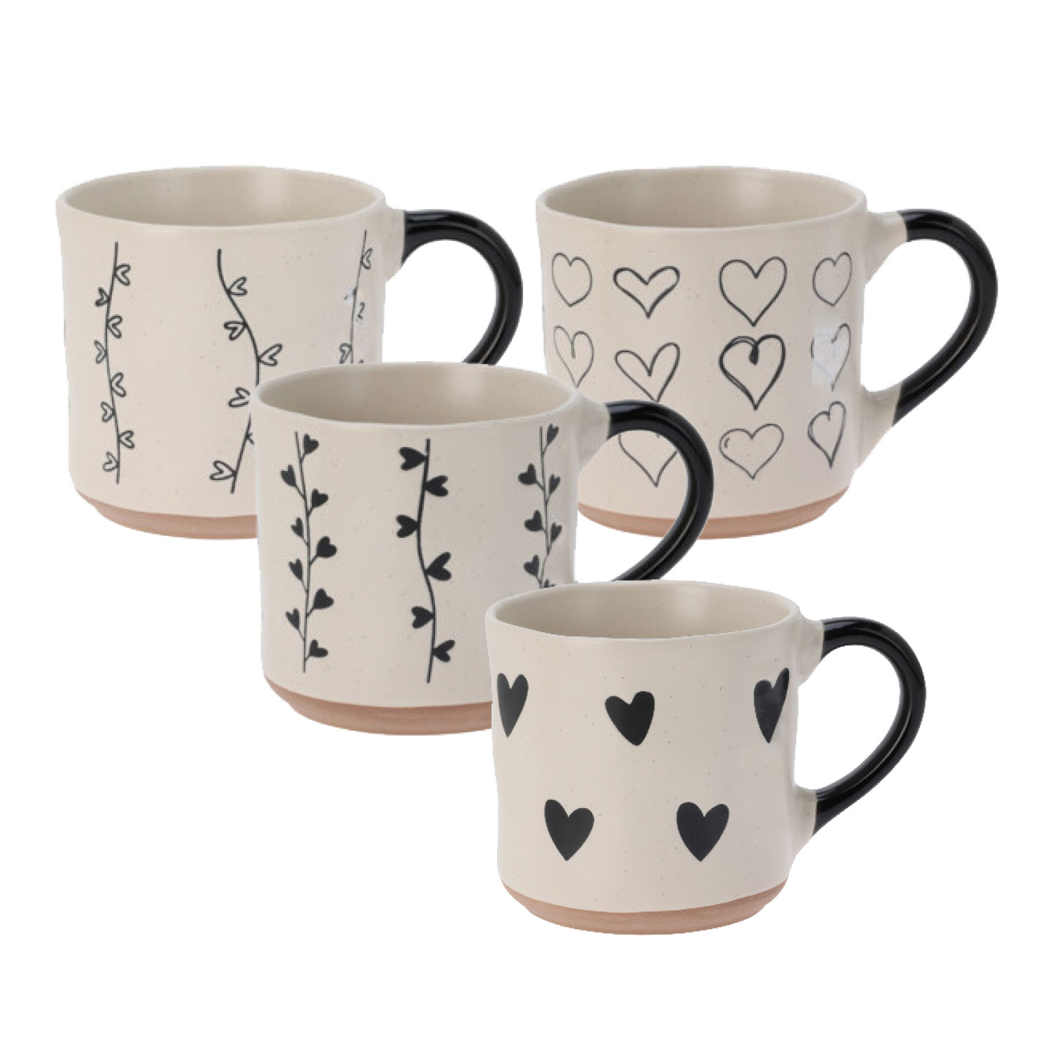 Picture of Mok aardewerk 350 ml hartjes zwart assorti