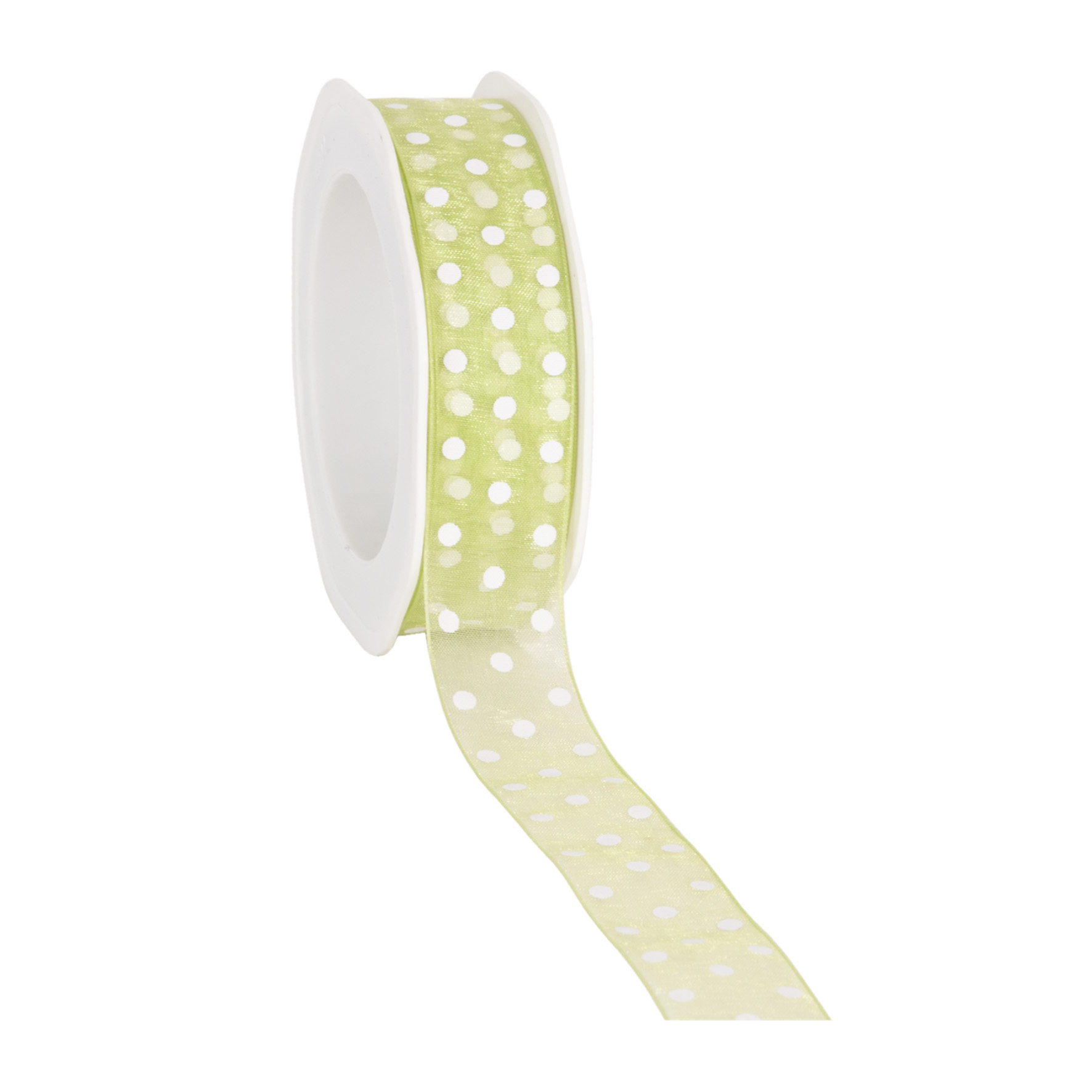 Picture of Rol organzalint 25 mm 20 mtr lime groen met stippen