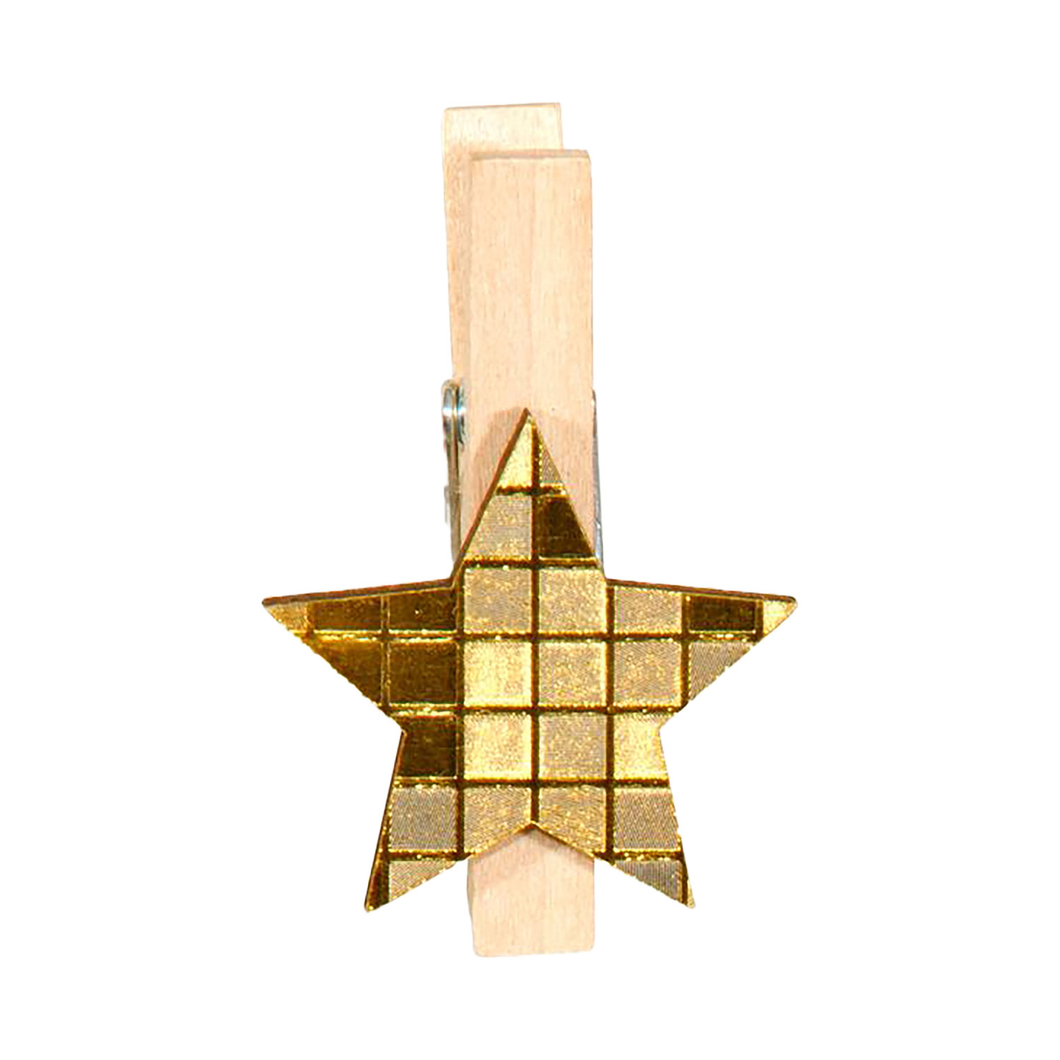 Picture of Set à 6 ster goud op knijper 3x3 cm