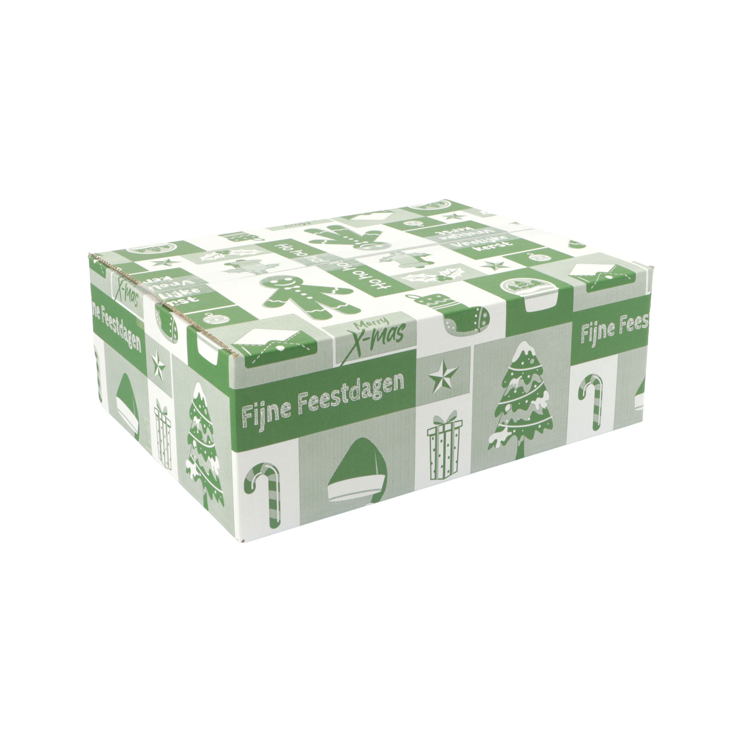 Afbeelding van Kerstdoos C130 Ho ho ho! 39x29x13 cm groen