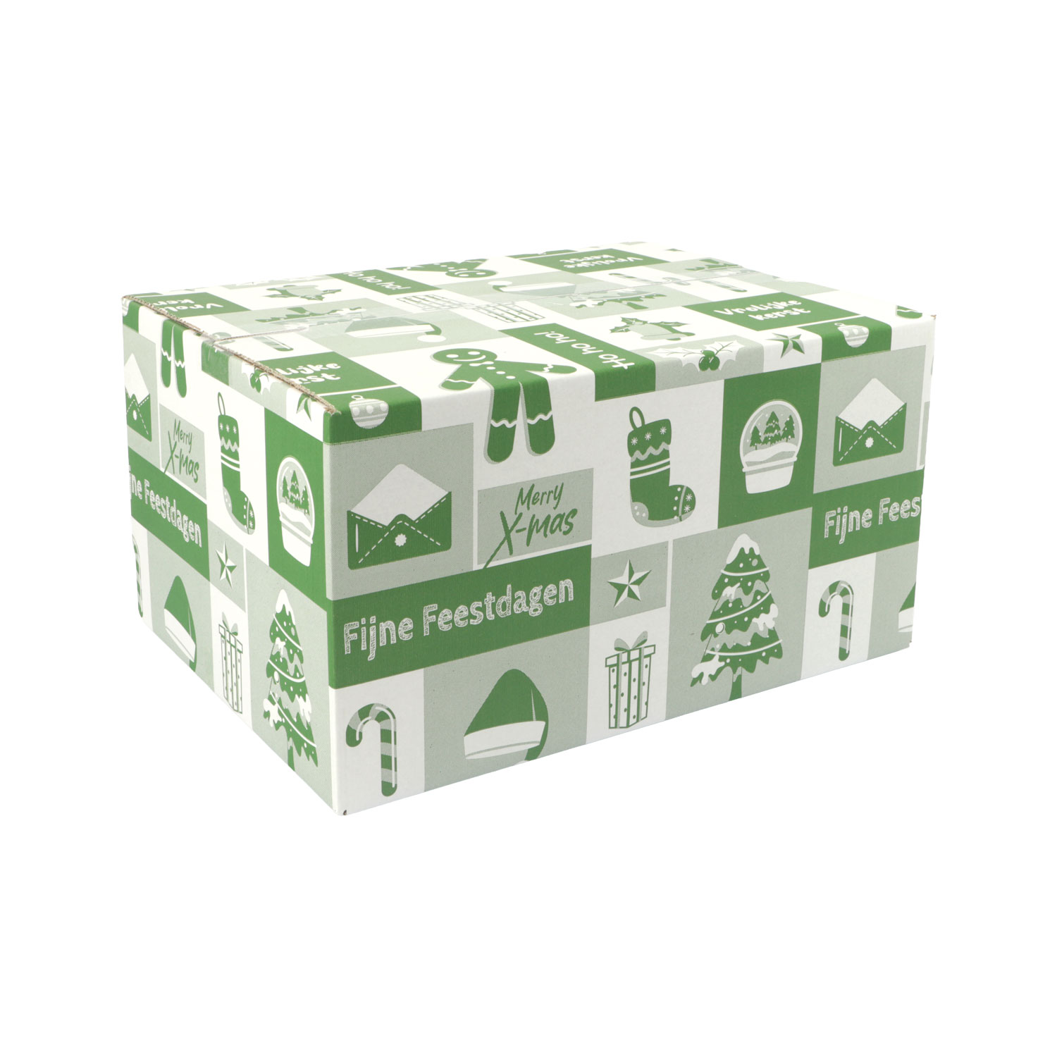 Afbeelding van Kerstdoos C200 Ho ho ho! 39x29x20 cm groen