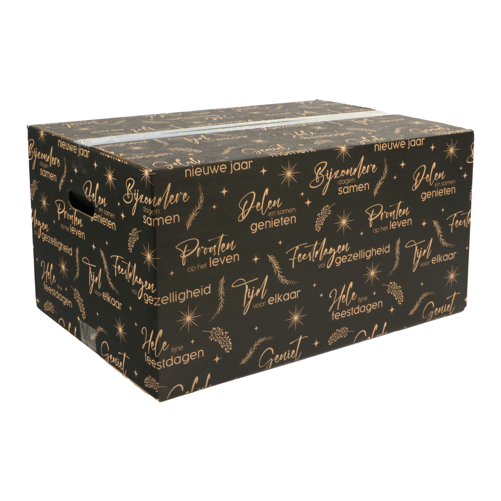 Picture of Kerstdoos H300 kerstwensen 59x39x30 cm zwart met handgrepen (uc)