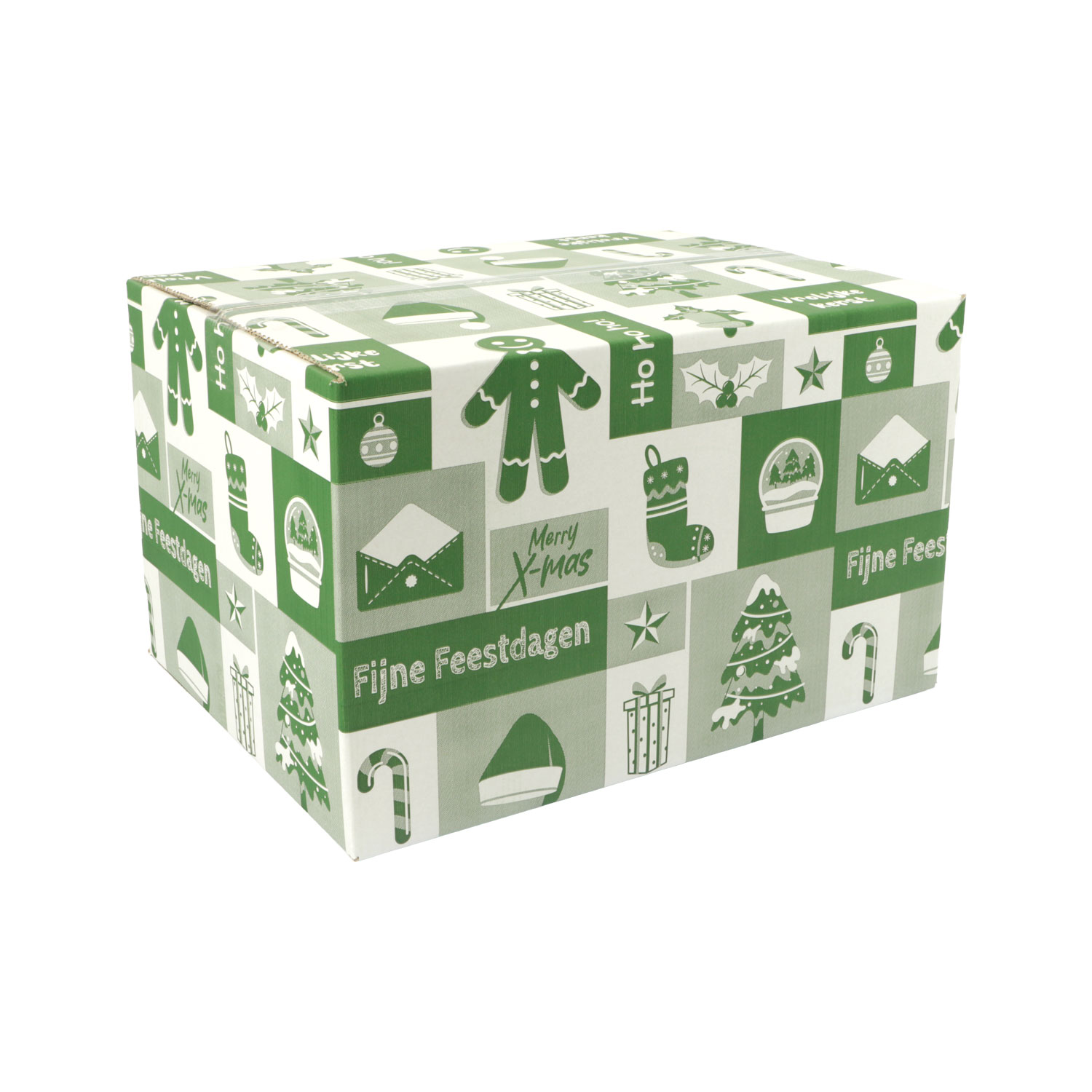 Afbeelding van Kerstdoos C232 Ho ho ho! 39x29x23,2 cm groen