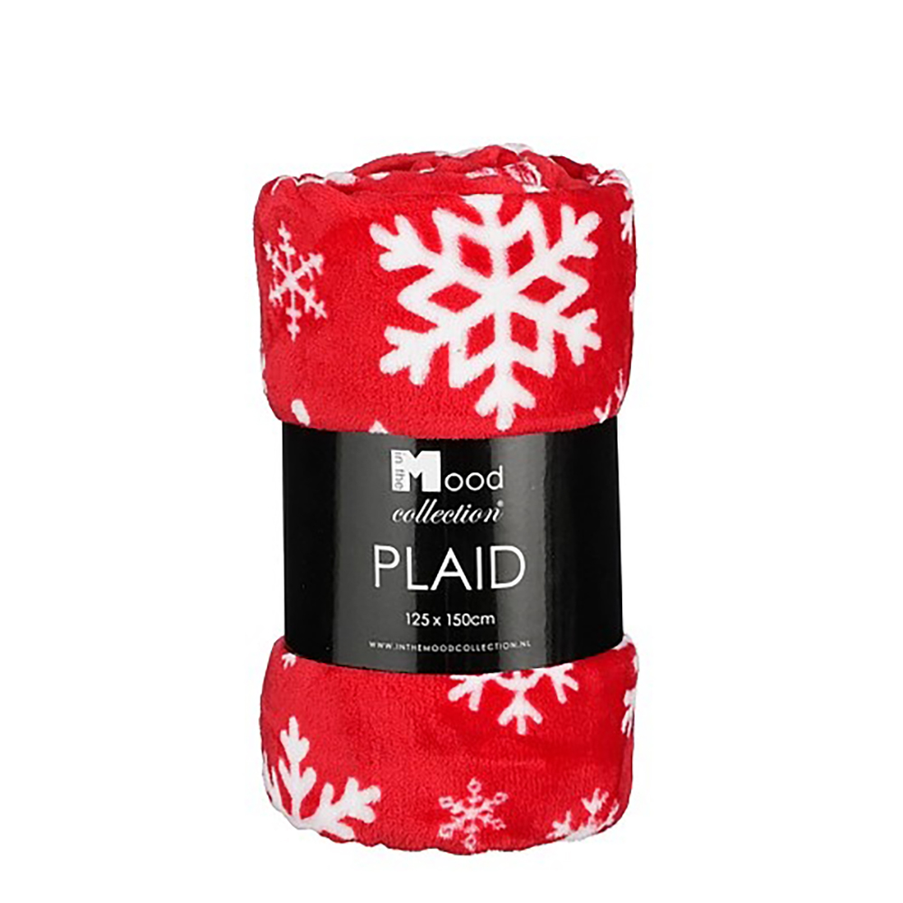Picture of Fleece plaid 150x125 cm sneeuwvlok rood