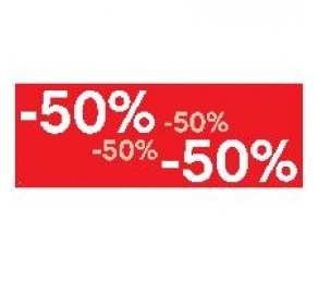 Afbeelding van Raambiljet -50% wit/rood 69x24 cm (uc)