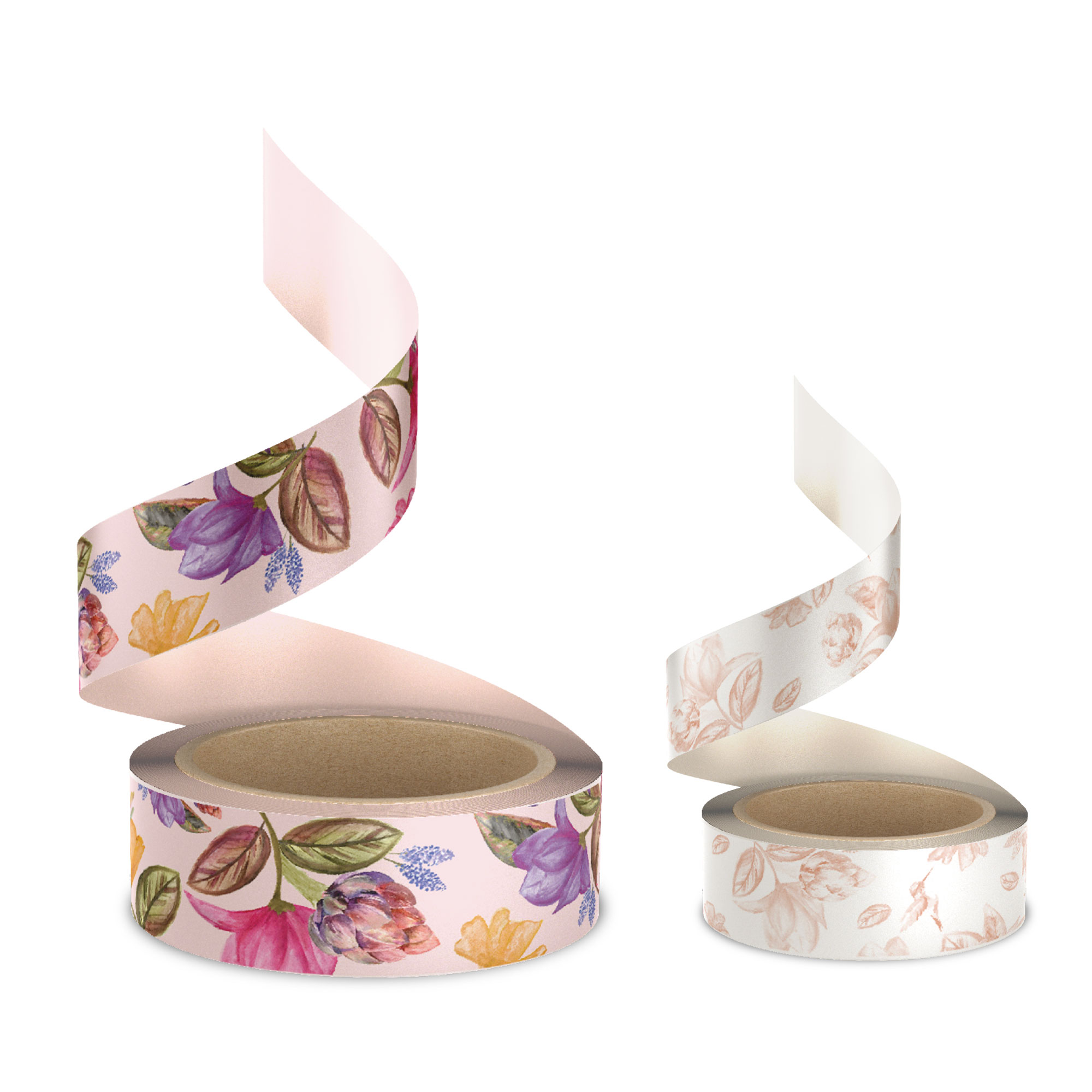 Afbeelding van Set à 2 rol washi tape (15 mm en 25 mm) 10 mtr Botanica