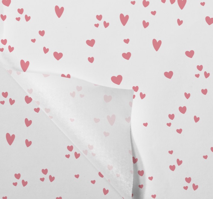 Afbeelding van Pak à 100 zijdevloei 50x70 cm hearts roze/wit