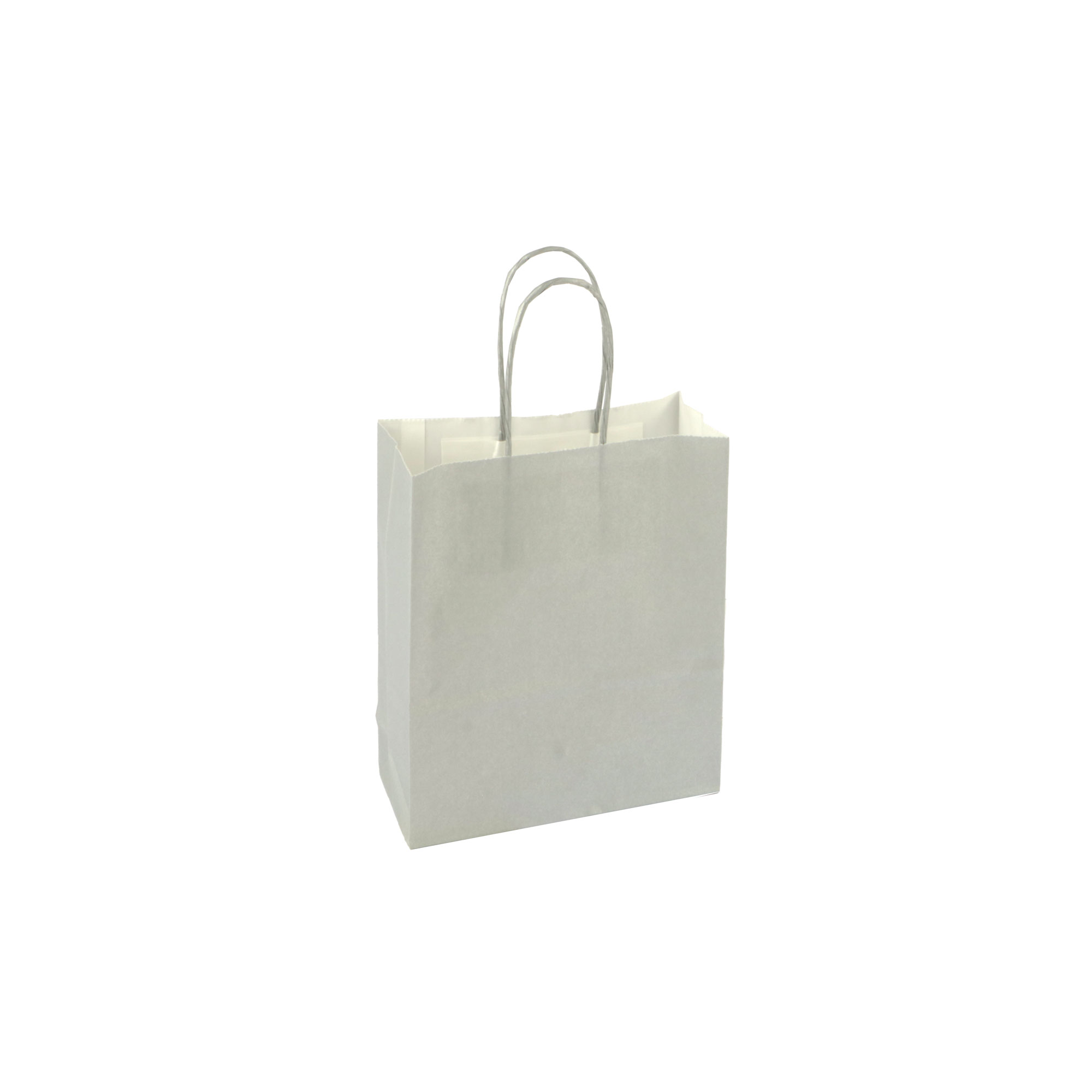 Picture of Pak à 50 papieren tas zilver 18+8x22 cm 90grs