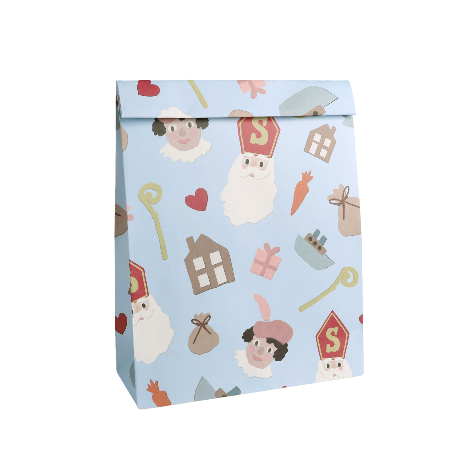 Afbeelding van Pak à 10 kadozak lichtblauw 22+9x35 cm Sint & Piet