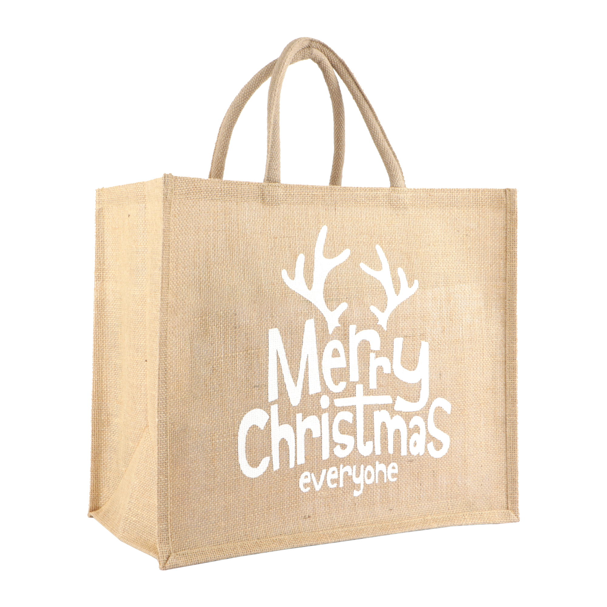 Picture of Eco jute trendy tas 40+22x35 cm Merry Christmas
