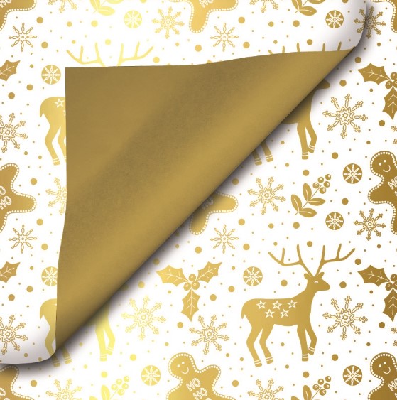 Afbeelding van Pak à 200 Kerst kadozak 12x19 cm Kerstornamenten wit/goud