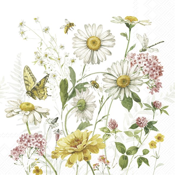 Picture of Pak à 20 servetten 33x33 cm 3 laags wilde bloemen (uc)