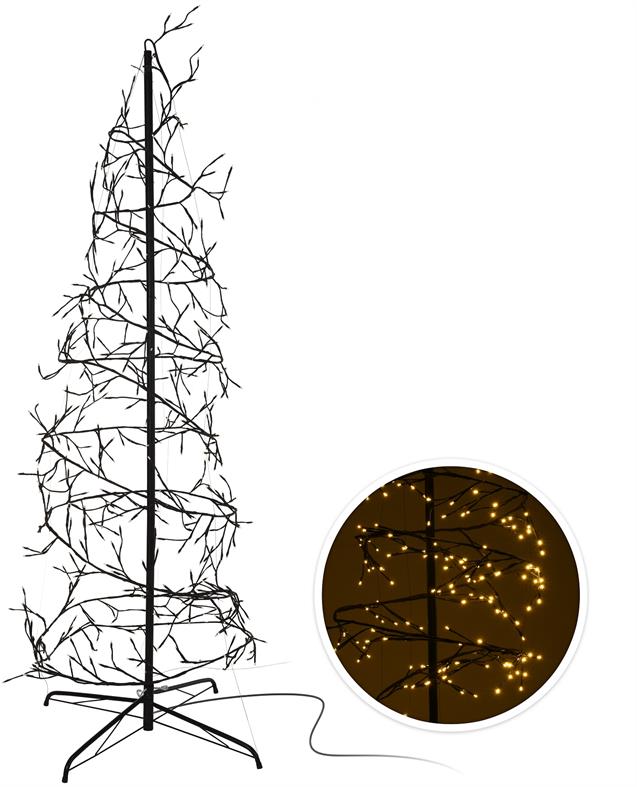 Afbeelding van Kerstboom spiraal 170 cm met 432 LED lichtjes ww en staander zwart (uc)