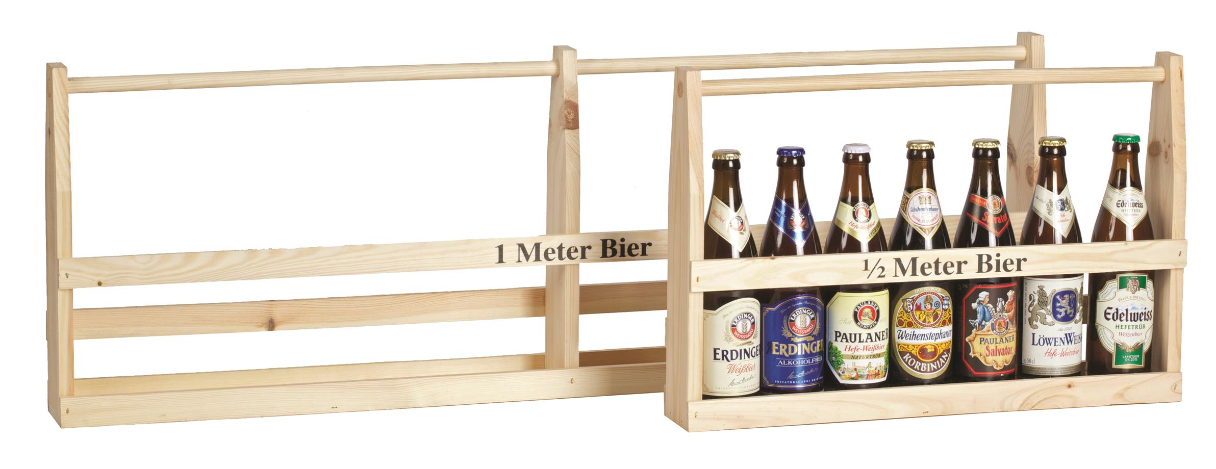 Afbeelding van Houten rek 1/2 meter bier voor 7 flesjes (0,50 ltr)