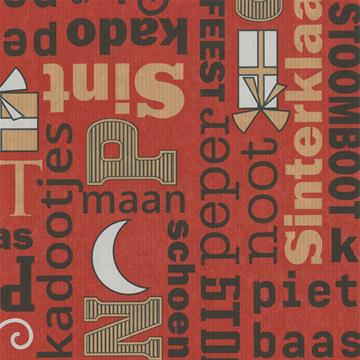 Afbeelding van Rol Sintpapier 50 cm 200 mtr Sinterklaas rood op kraft