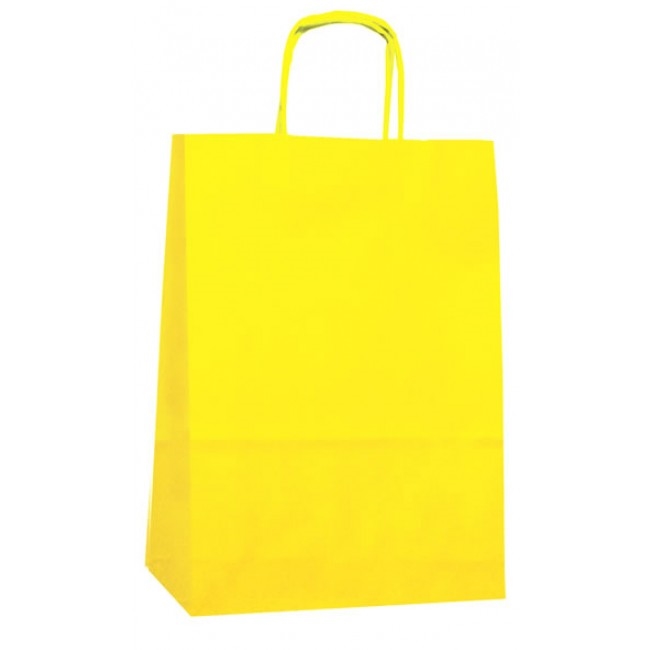 Afbeelding van Pak à 50 papieren tas geel 18+8x22 cm 90grs