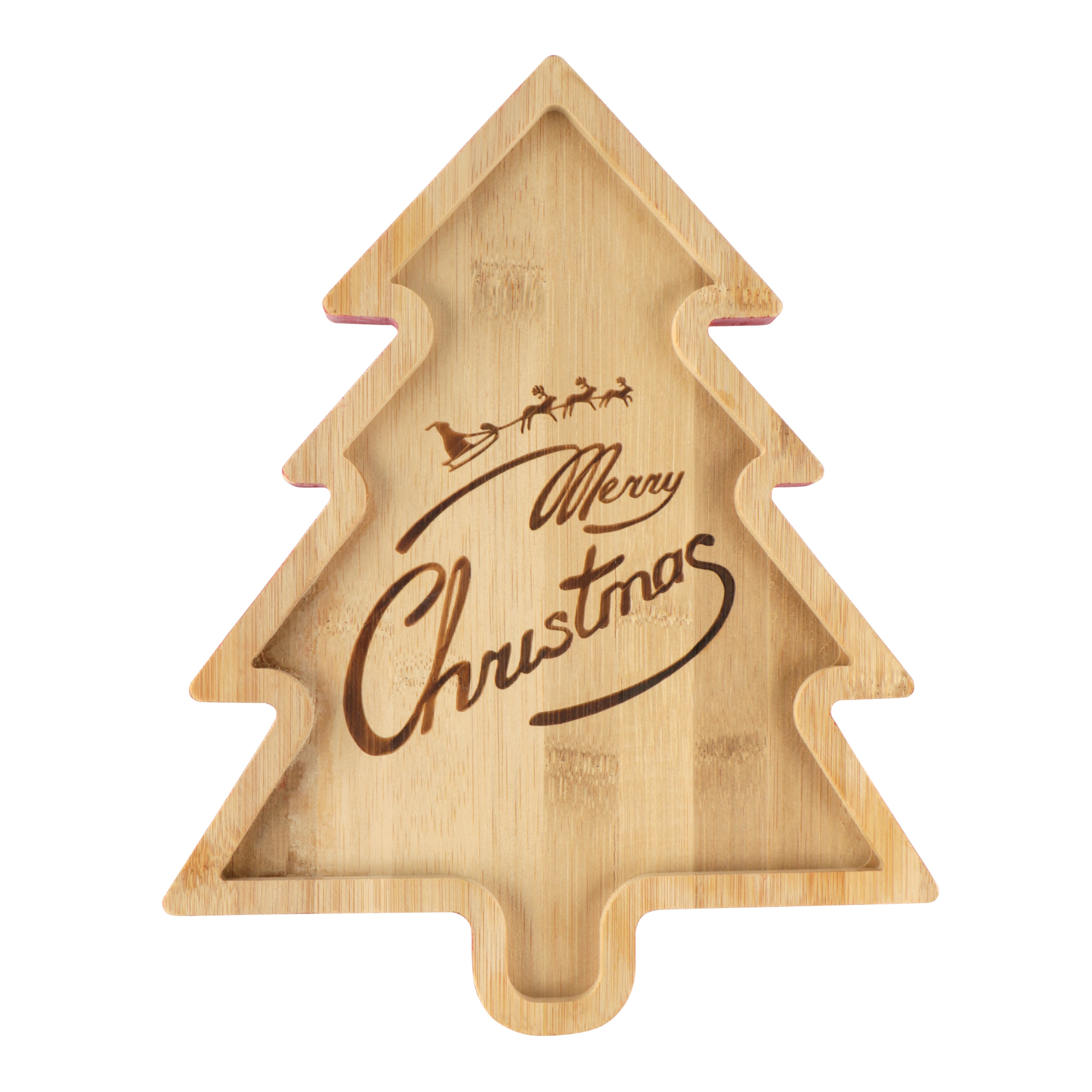 Picture of Bamboe kerstboom tray Merry Christmas 29x23x1,5 cm 