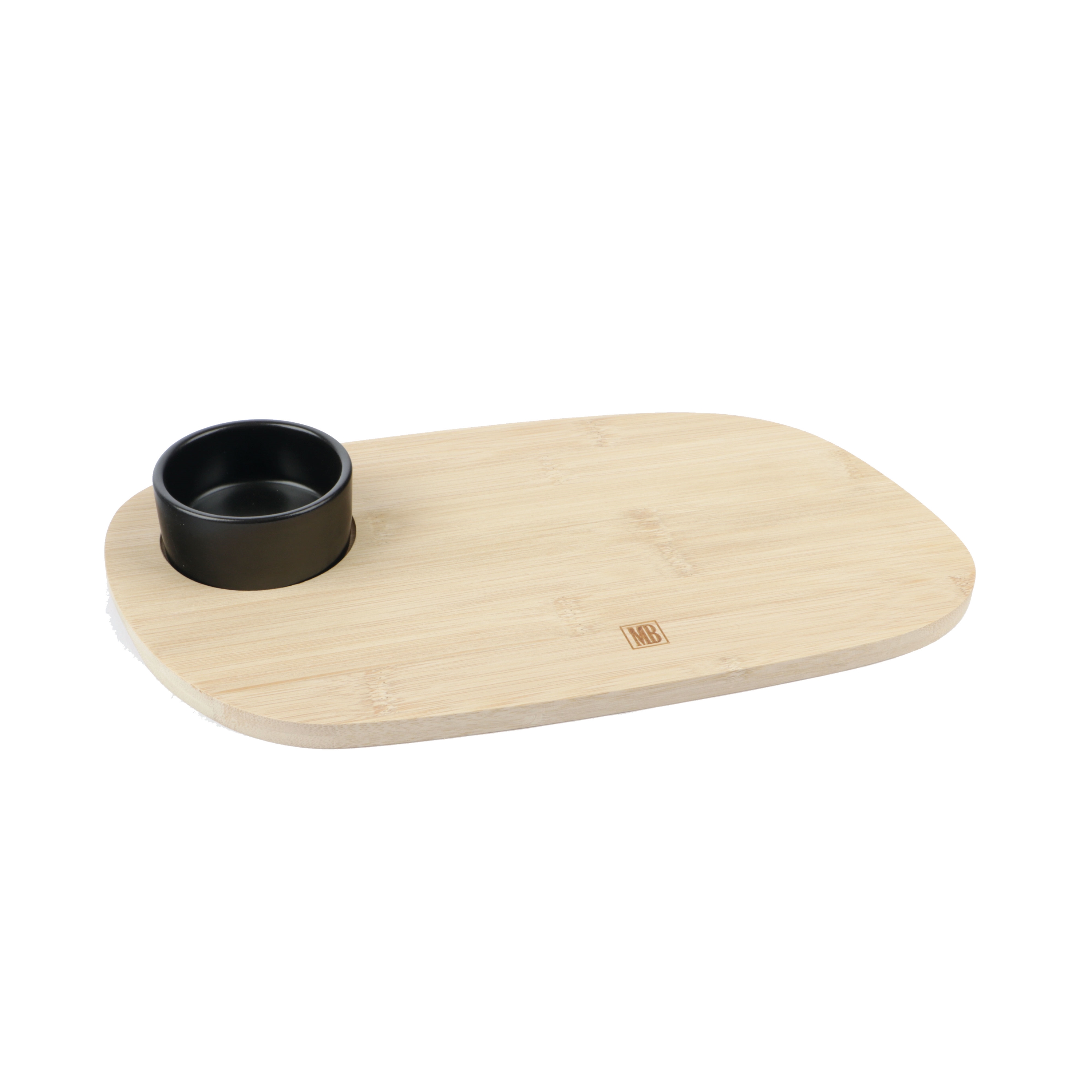 Afbeelding van Serveer tray bamboe 32x18x1 cm met zwart keramiek bakje