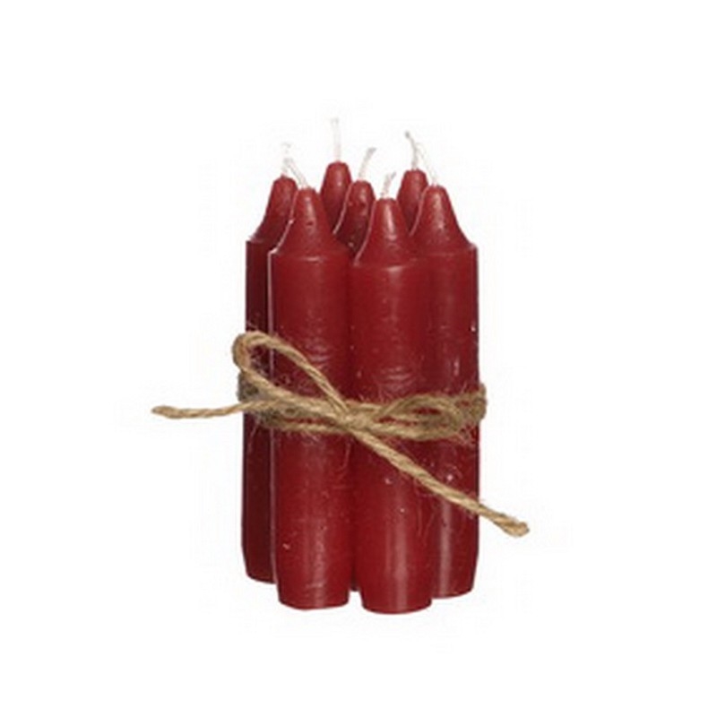 Afbeelding van Ds à 6 bundels van 7 kaarsen 2,2x11 cm rood (uc)