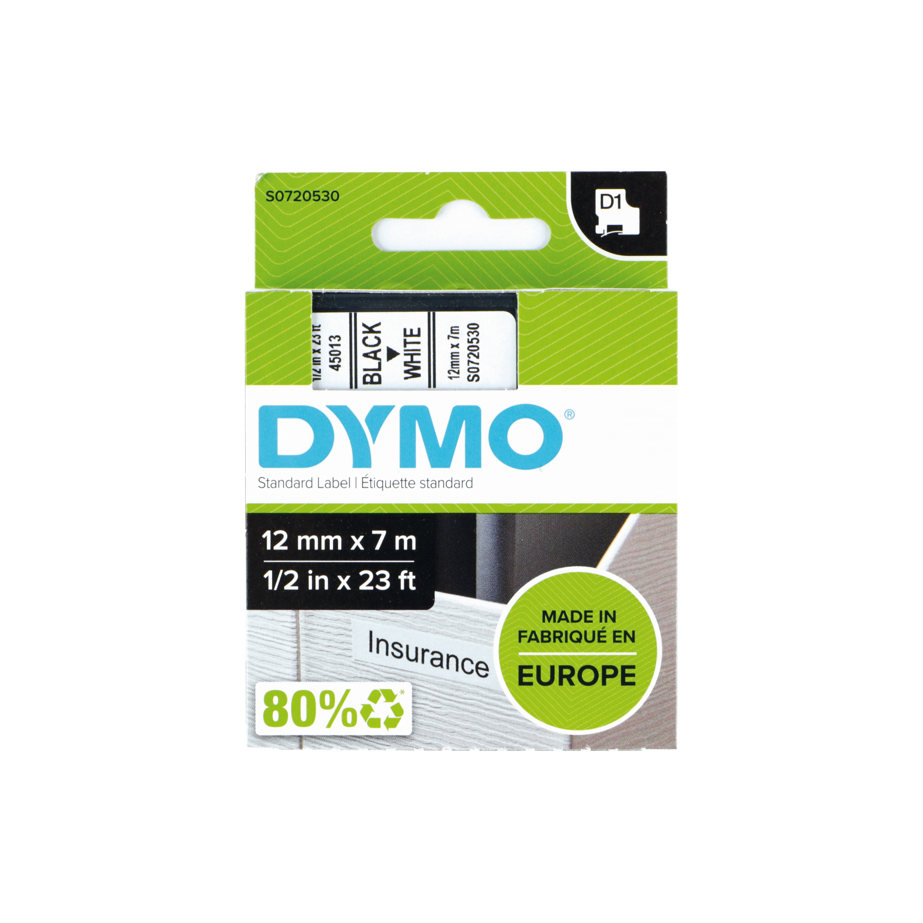 Picture of Dymo tape wit/zwart 45013 