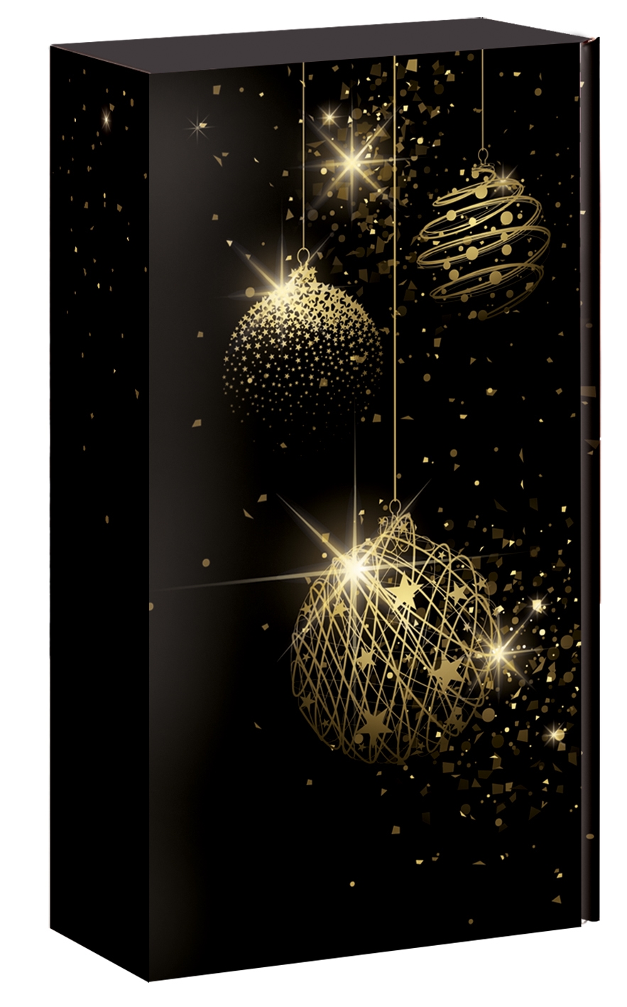 Afbeelding van Ds à 25 geschenkdoos 2 fles 36x19,2x9,5 cm Kerst Deluxe zwart