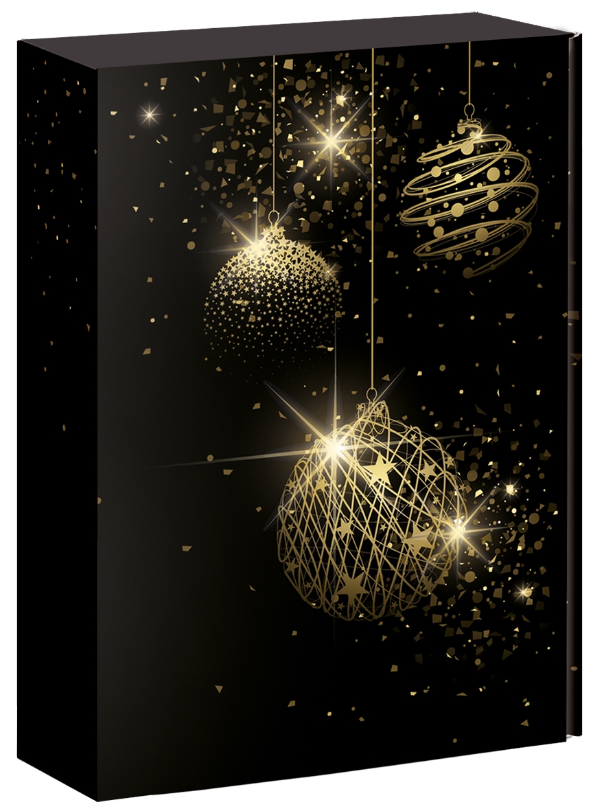 Afbeelding van Ds à 25 geschenkdoos 3 fles 36x25x9,5 cm Kerst Deluxe zwart
