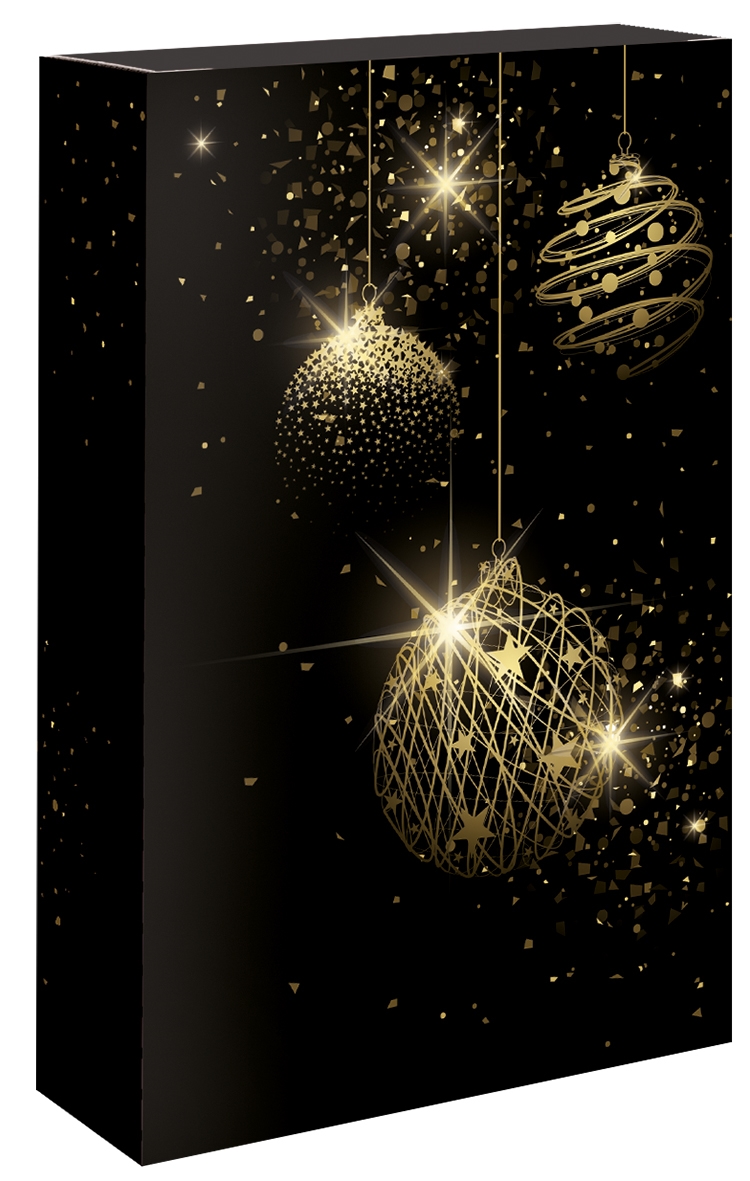 Afbeelding van Ds à 50 kokerdoos 3 fles 23,5x7,8x36,3 cm Kerst Deluxe zwart