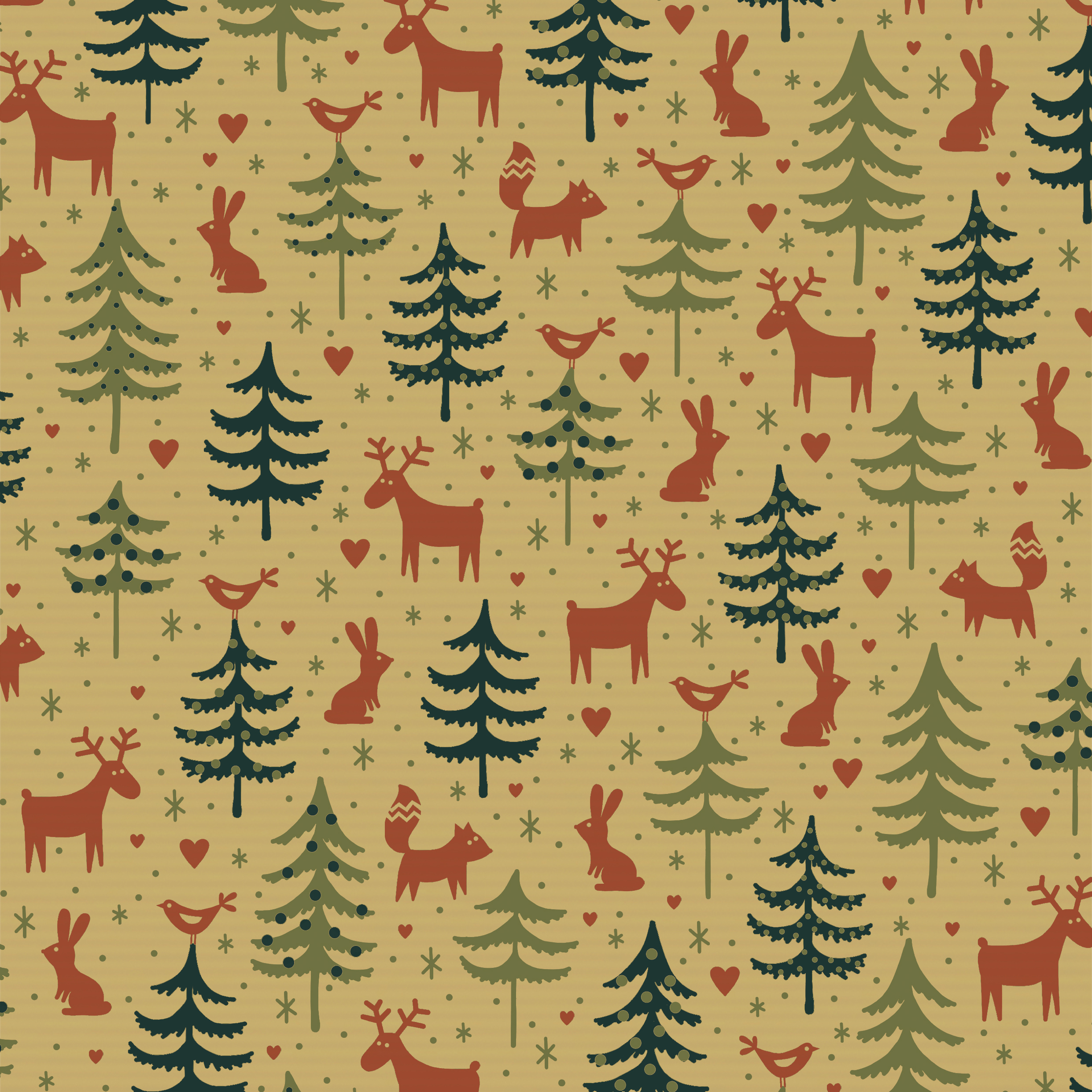 Picture of Rol kerstpapier 50 cm 250 mtr kraft forest friends