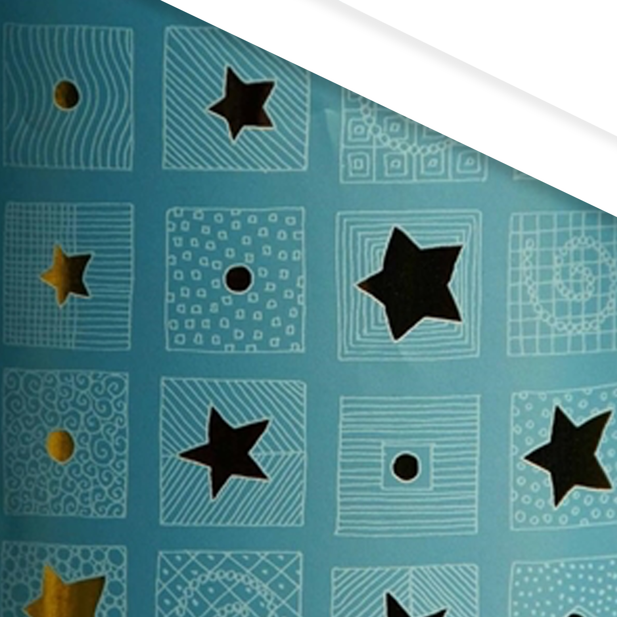 Afbeelding van Rol Kerstpapier 30 cm 150 mtr l.blauw + sterren (uc)